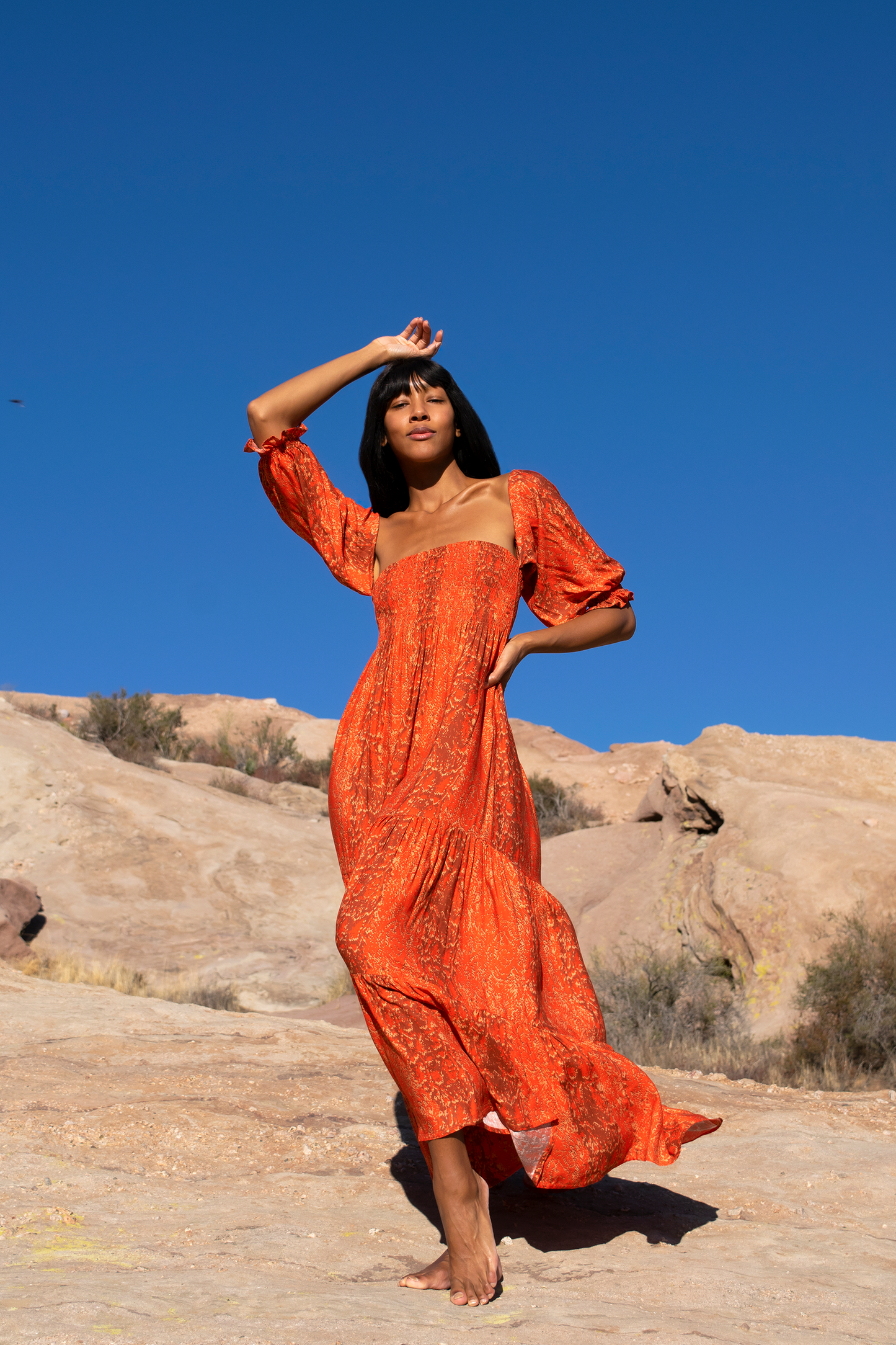 Helena in Snake print in Fire Red