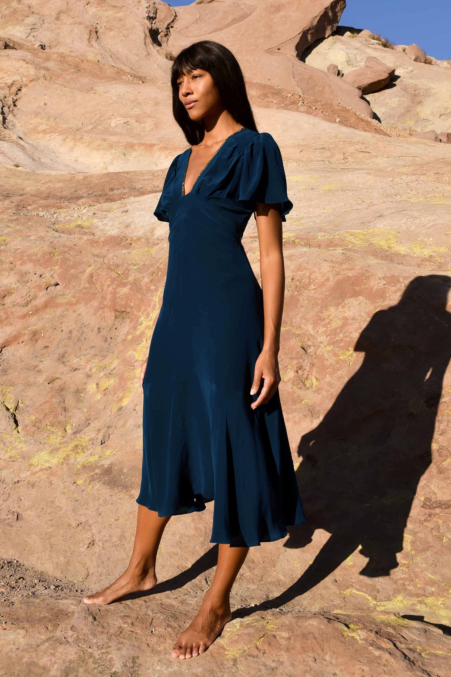 Iris in Block Silk in Midnight