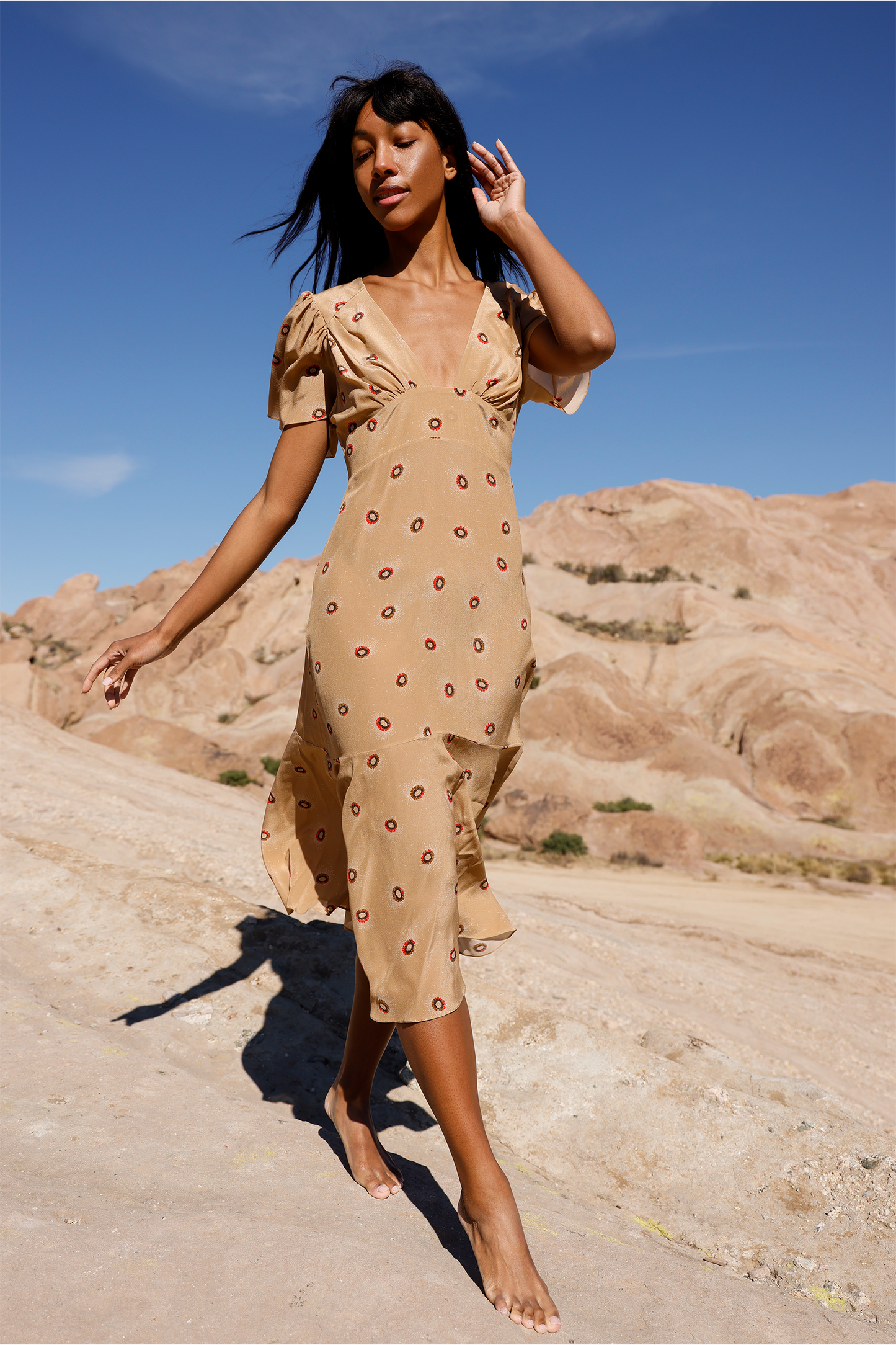 Iris in Medusa Print Silk in Cinnamon