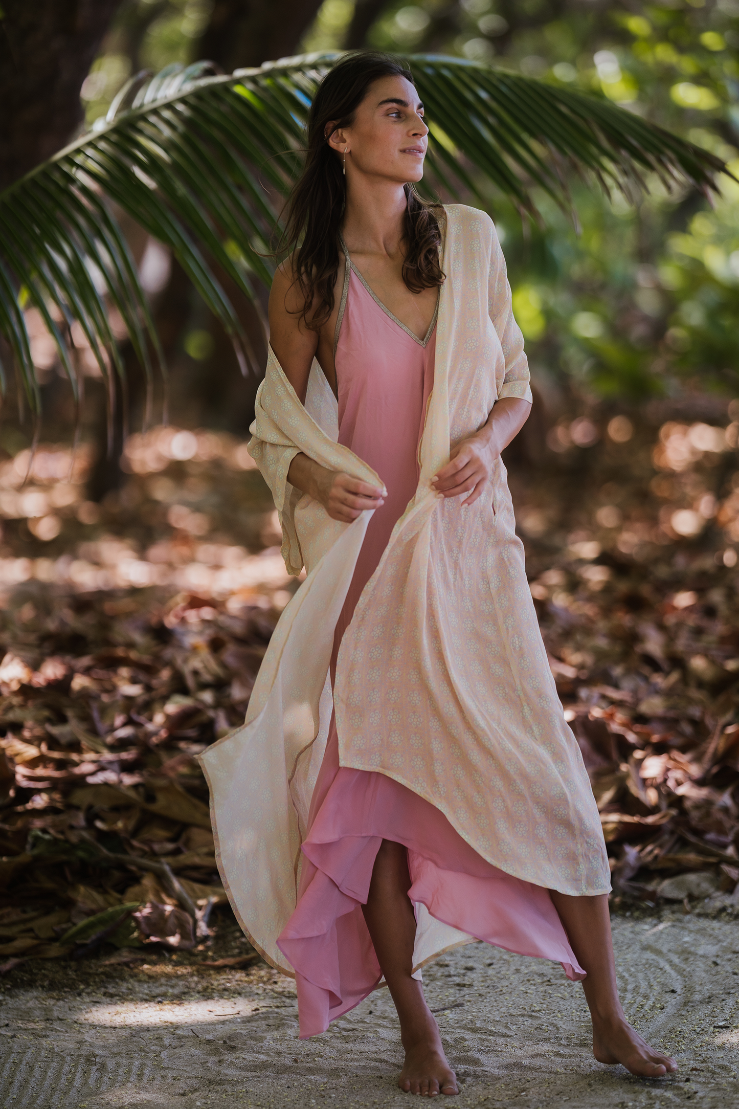 Hera Kimono in Vintage Petal Print in Desert Sunset