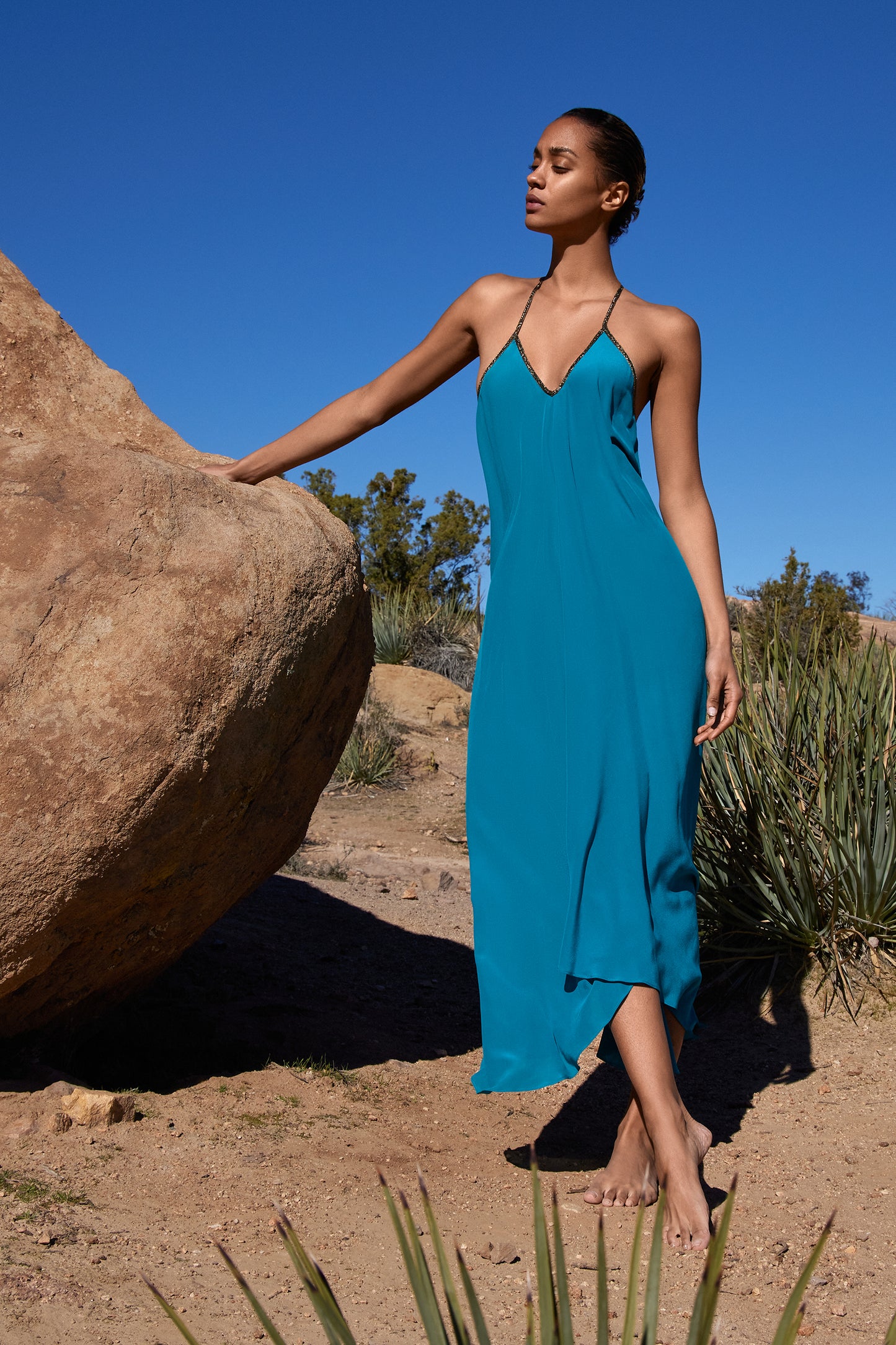 Rhodes in Block Silk in Kingfisher