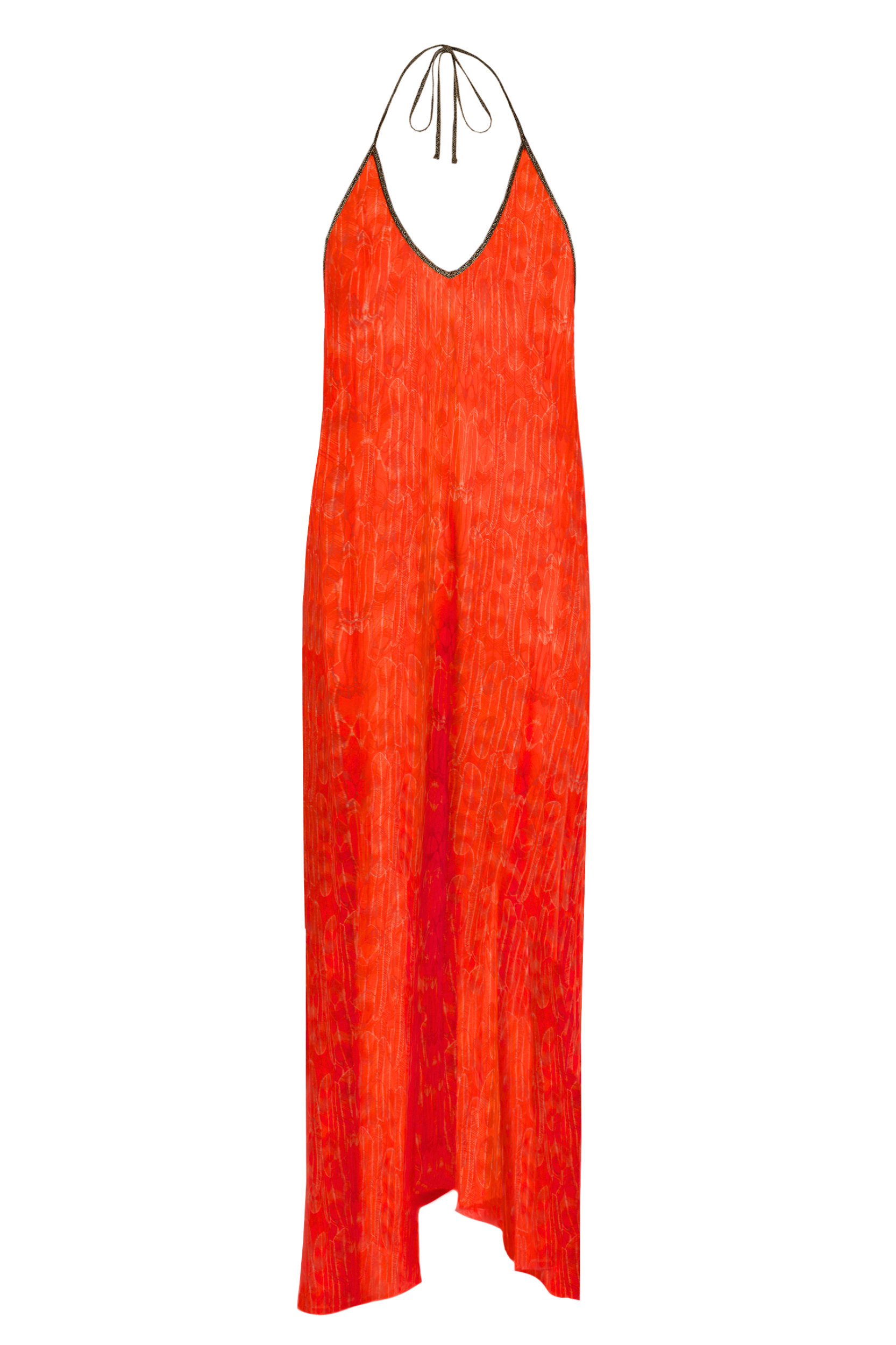 Rhodes Dress in Red Balinese Feather Print
