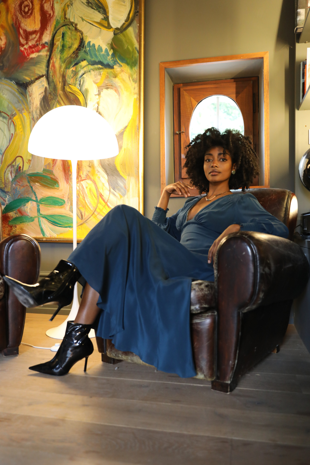 Electra Dress in Bay Blue Silk