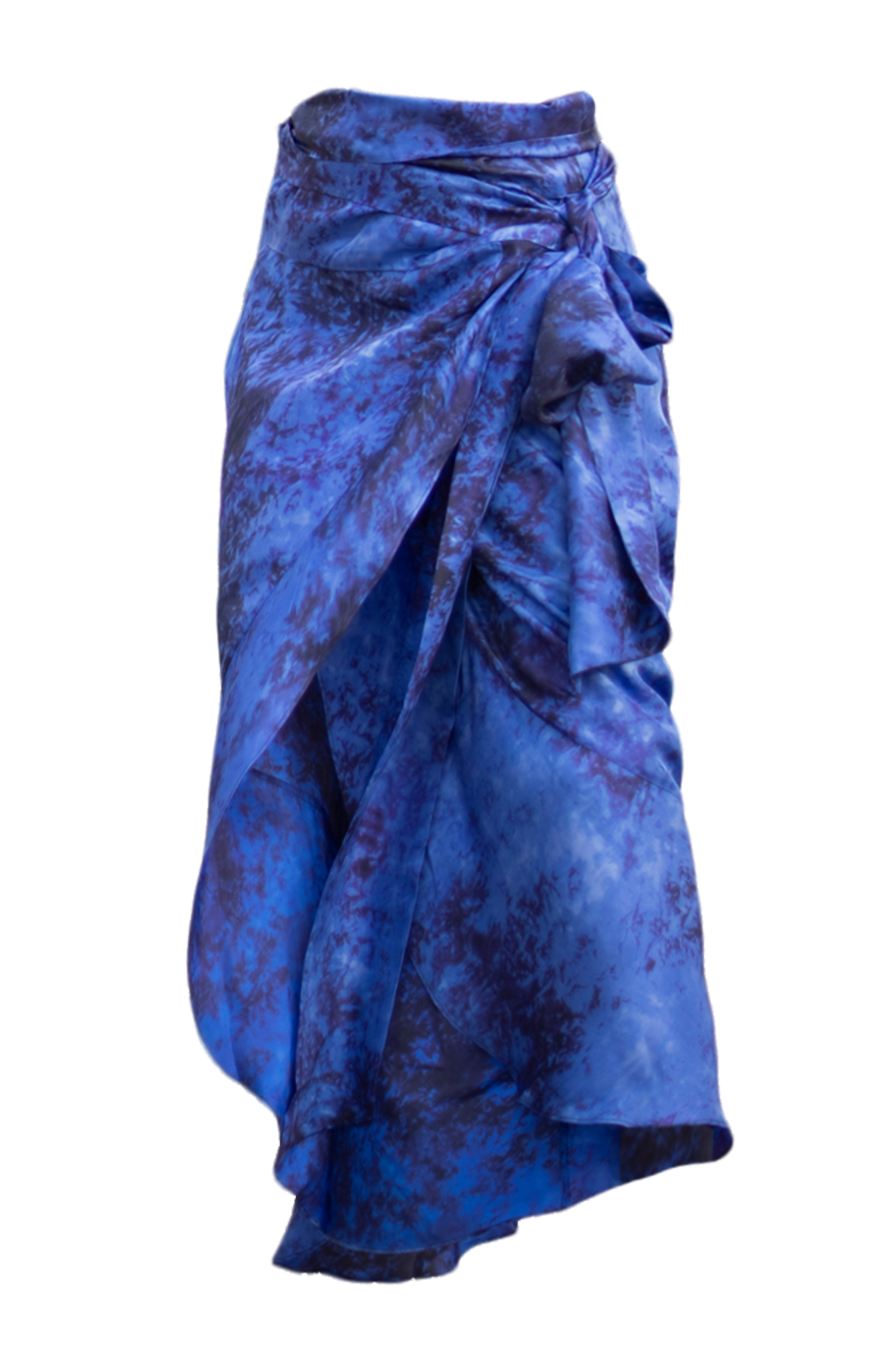 Calypso Skirt in Jaipur Blue Tie-Dye Print Silk
