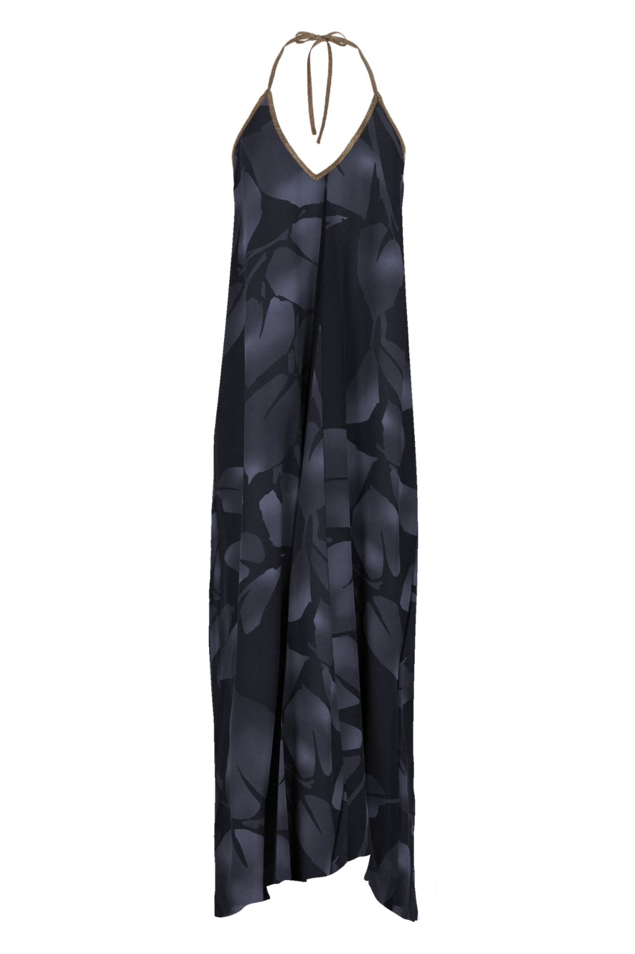Rhodes Dress in Charcoal Foglia Print