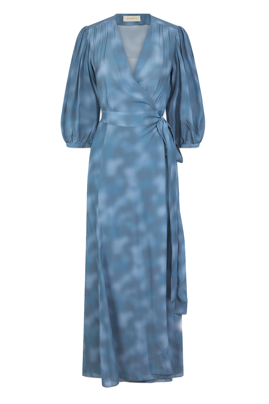 Pheobe Dress in Bay Blue Watercolour