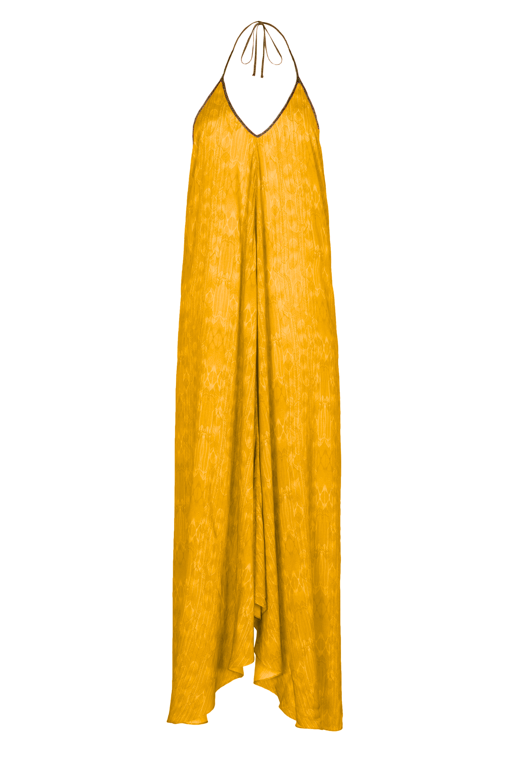 Rhodes Dress in Antique Gold Feather Print