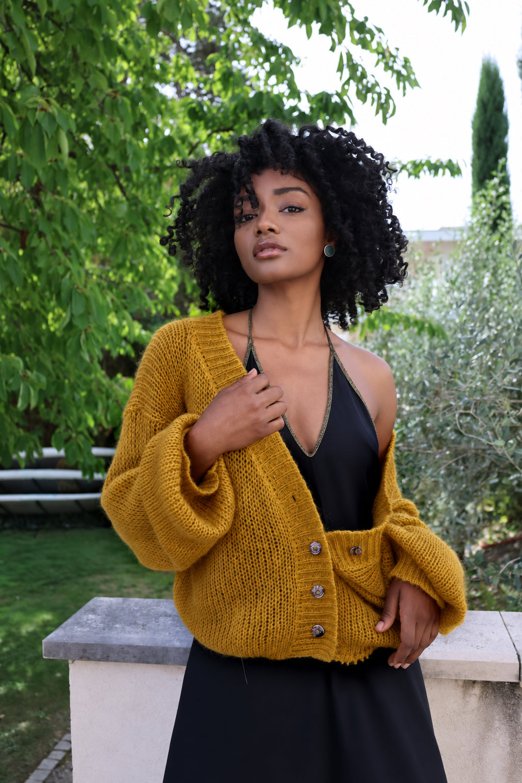 Cropped Cardigan in Gold