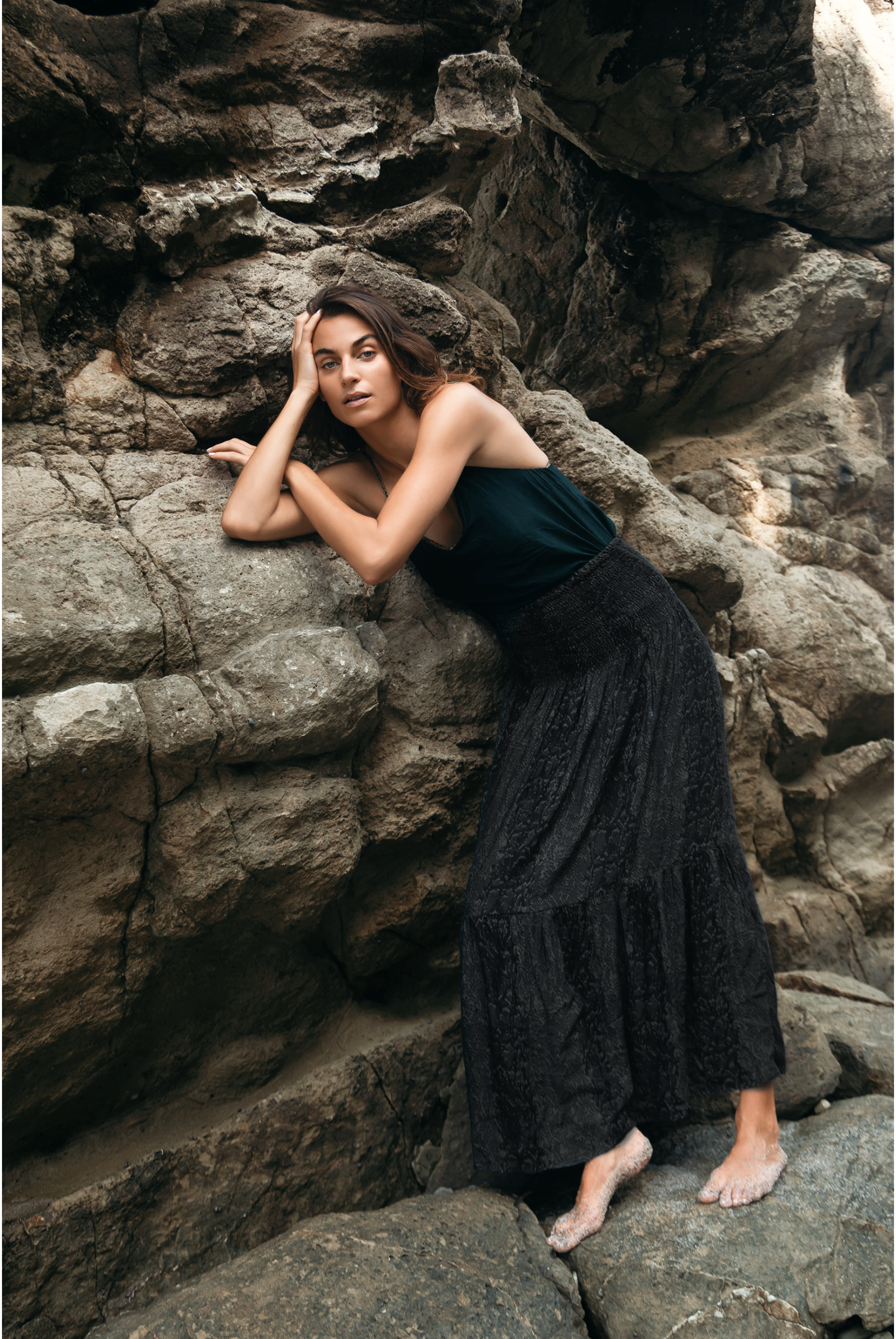 Gaia Skirt in Snake Print in Black