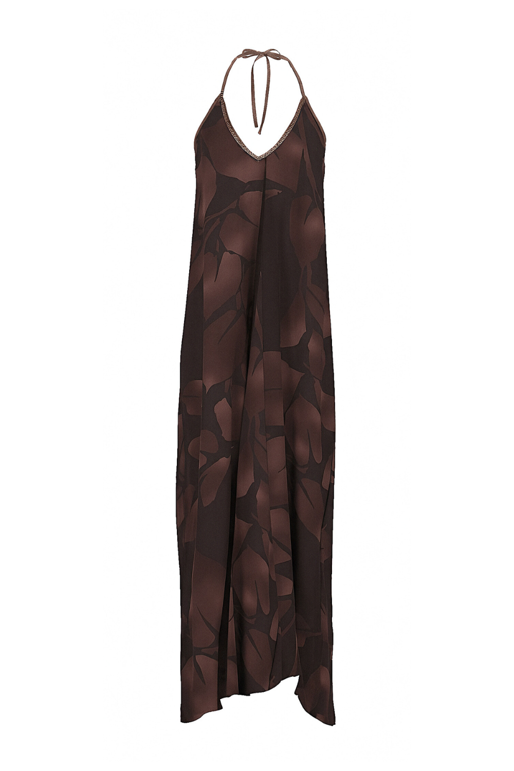 Rhodes Dress in Chocolate Foglia Print