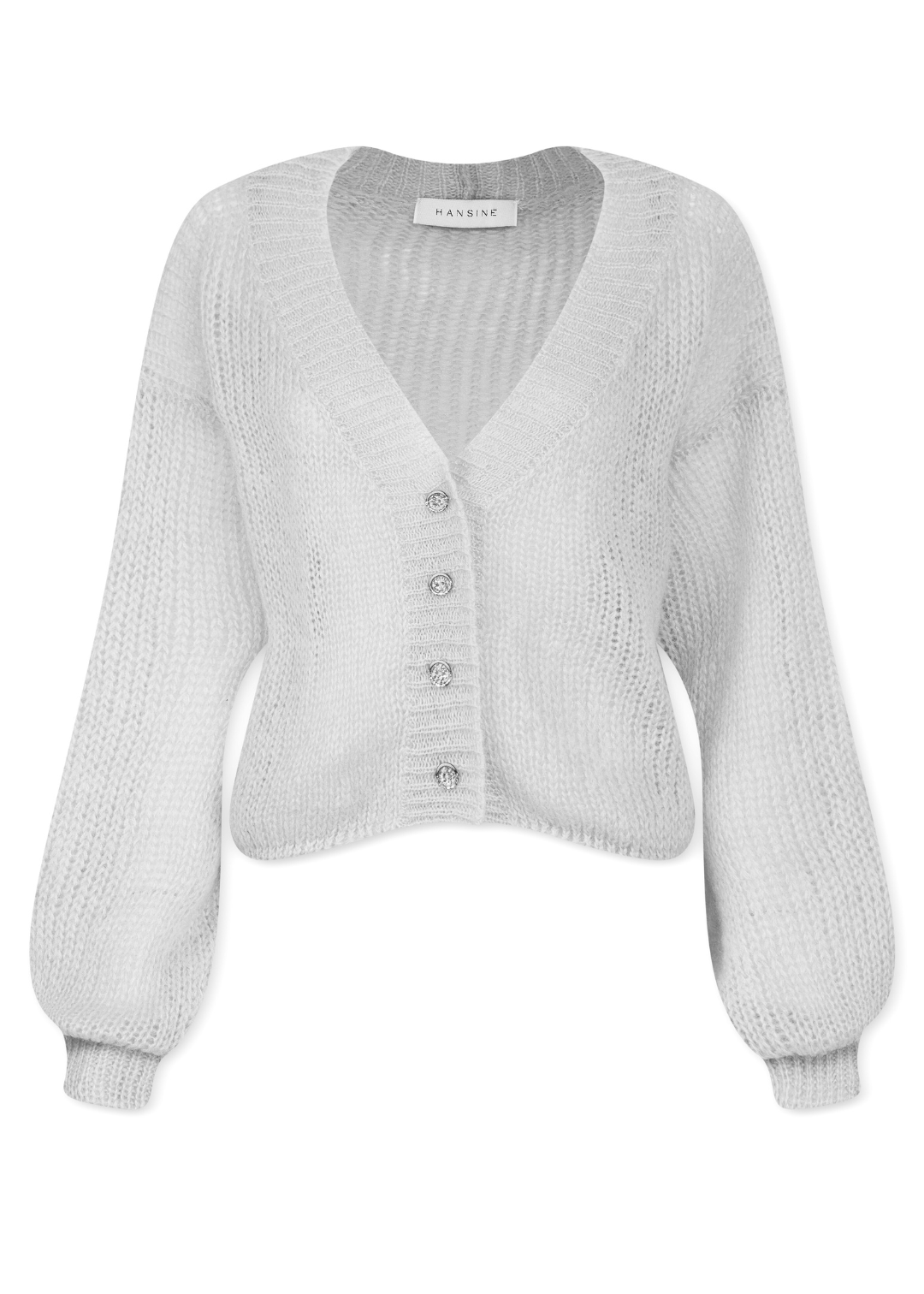 Cropped Cardigan in Pale Silver/ Grey