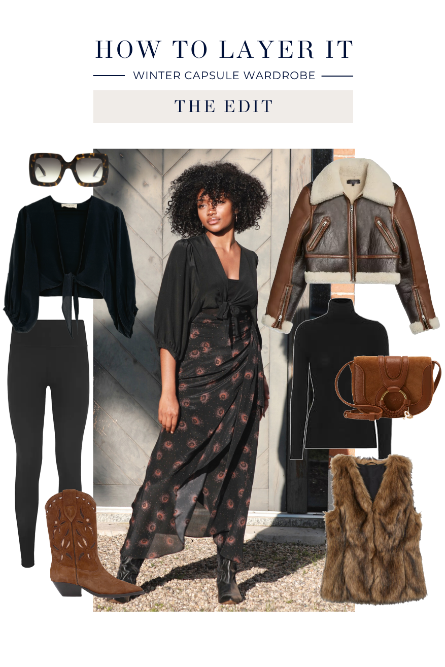 Calypso Skirt in Medusa Print Silk in Chocolate