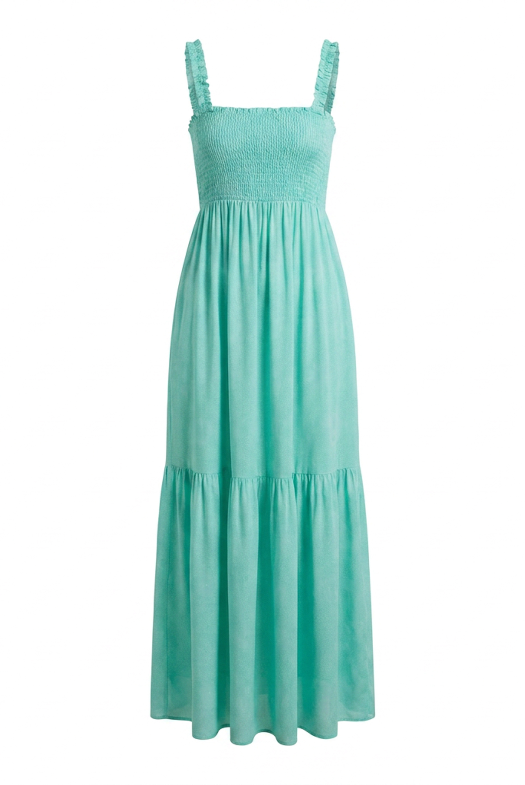 Helia Dress in Aqua Peacock Print