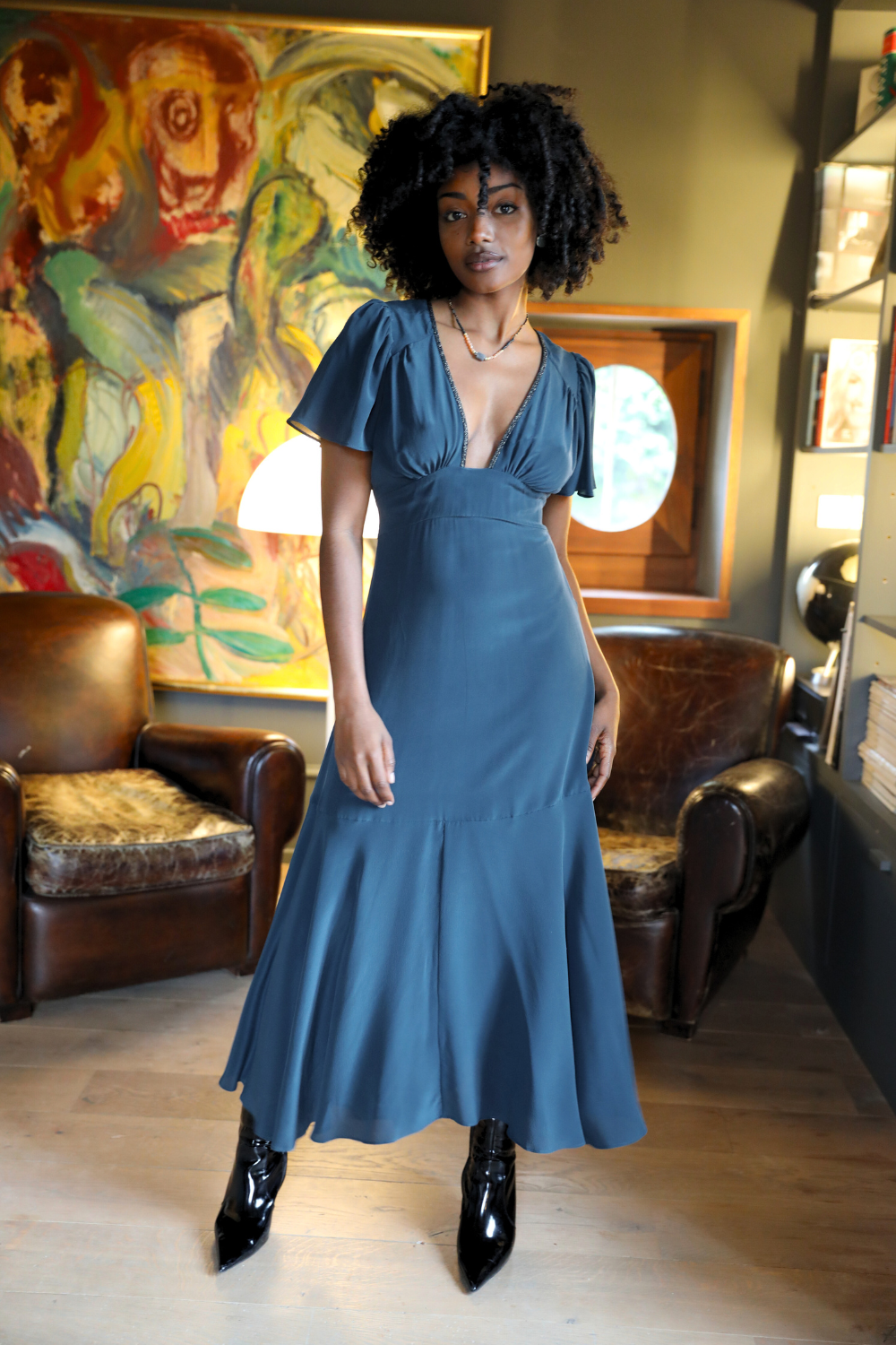 Iris Dress in Bay Blue