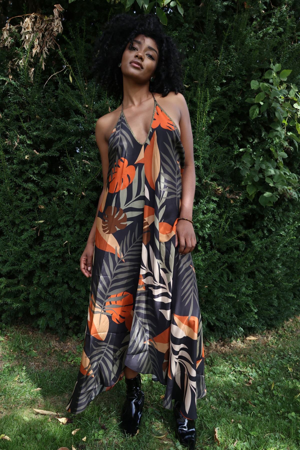 Rhodes Dress in Cacao Tropica Print