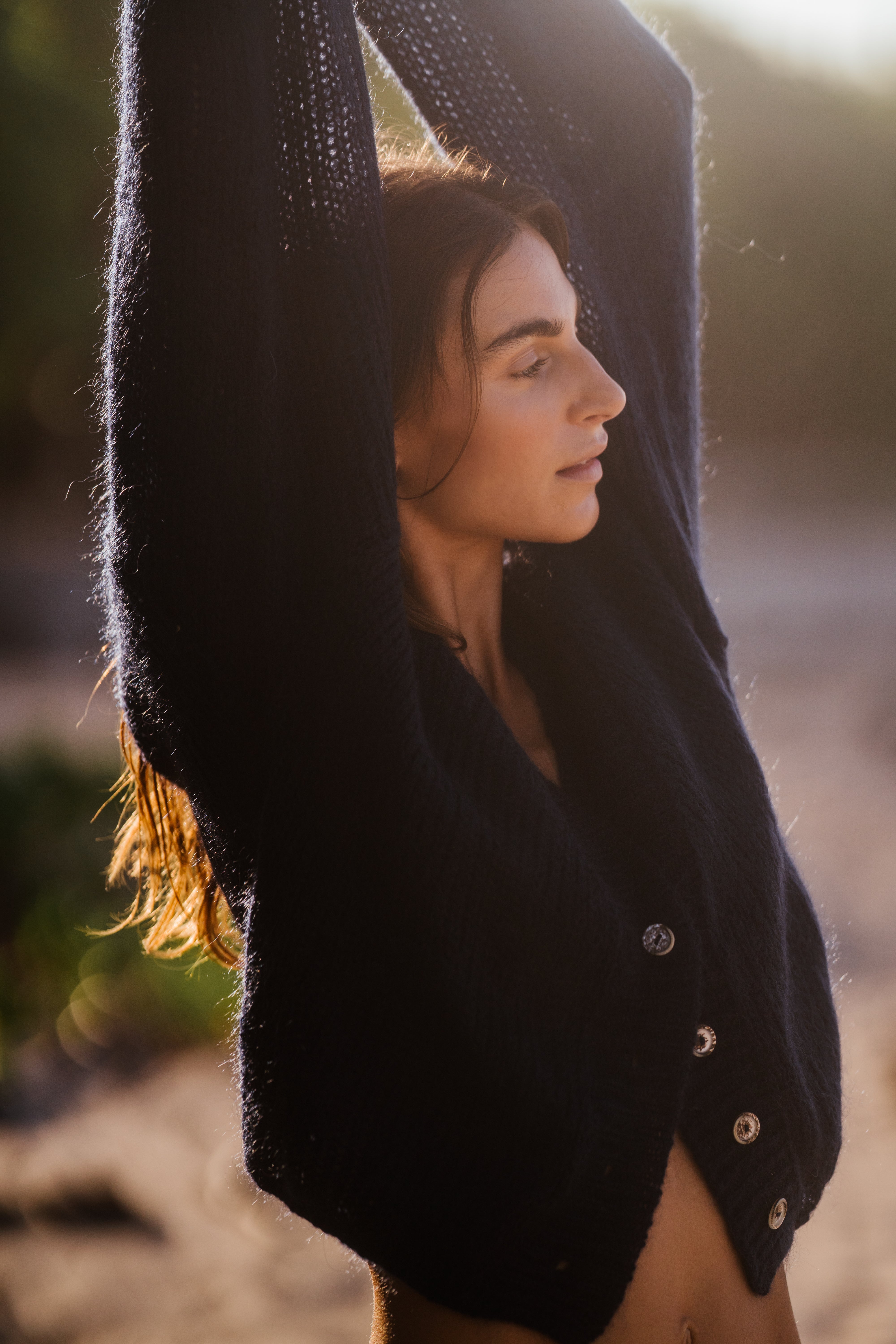 Cropped Cardigan in Midnight
