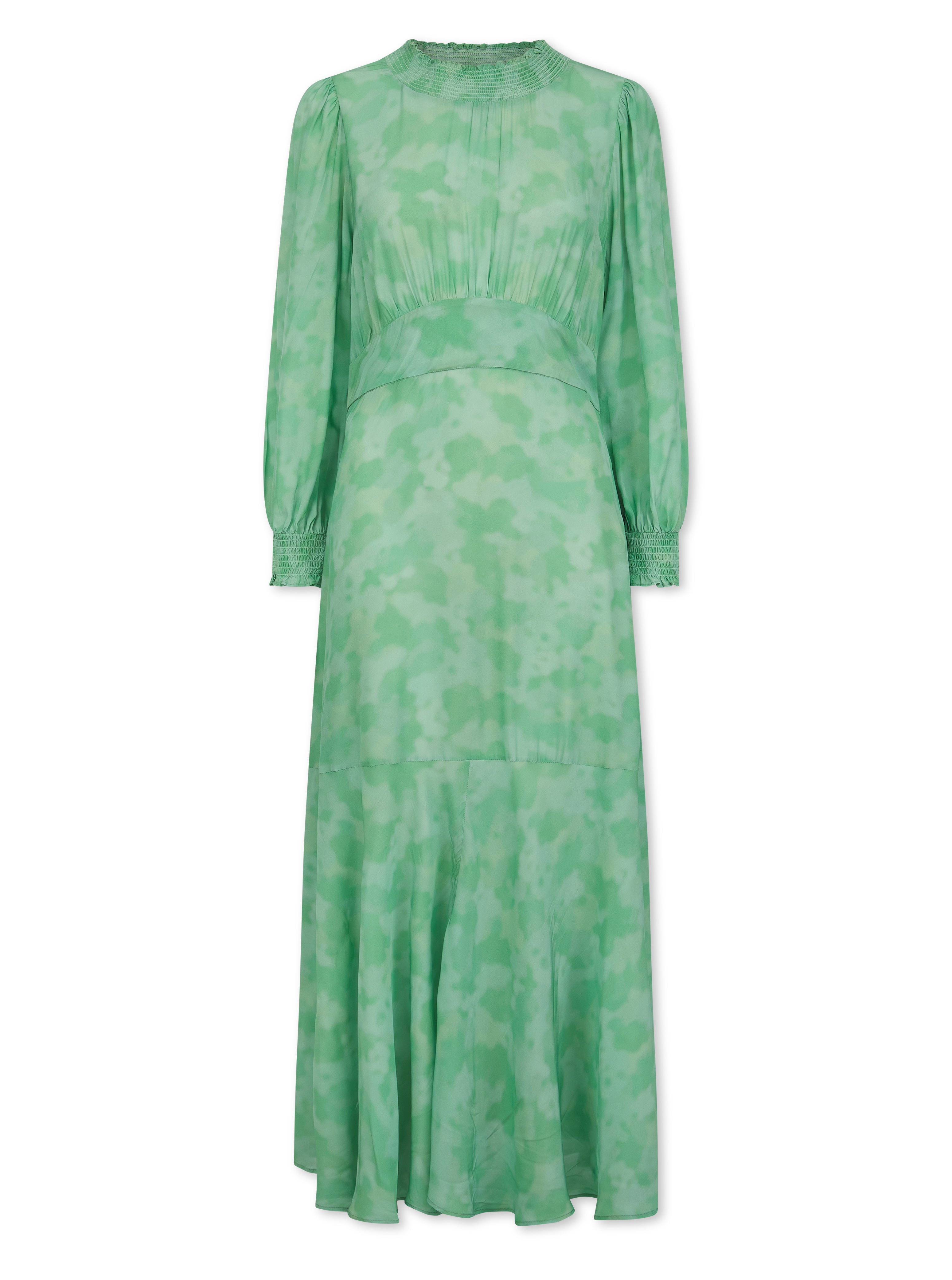 Hemera Dress in Green Watercolour Print