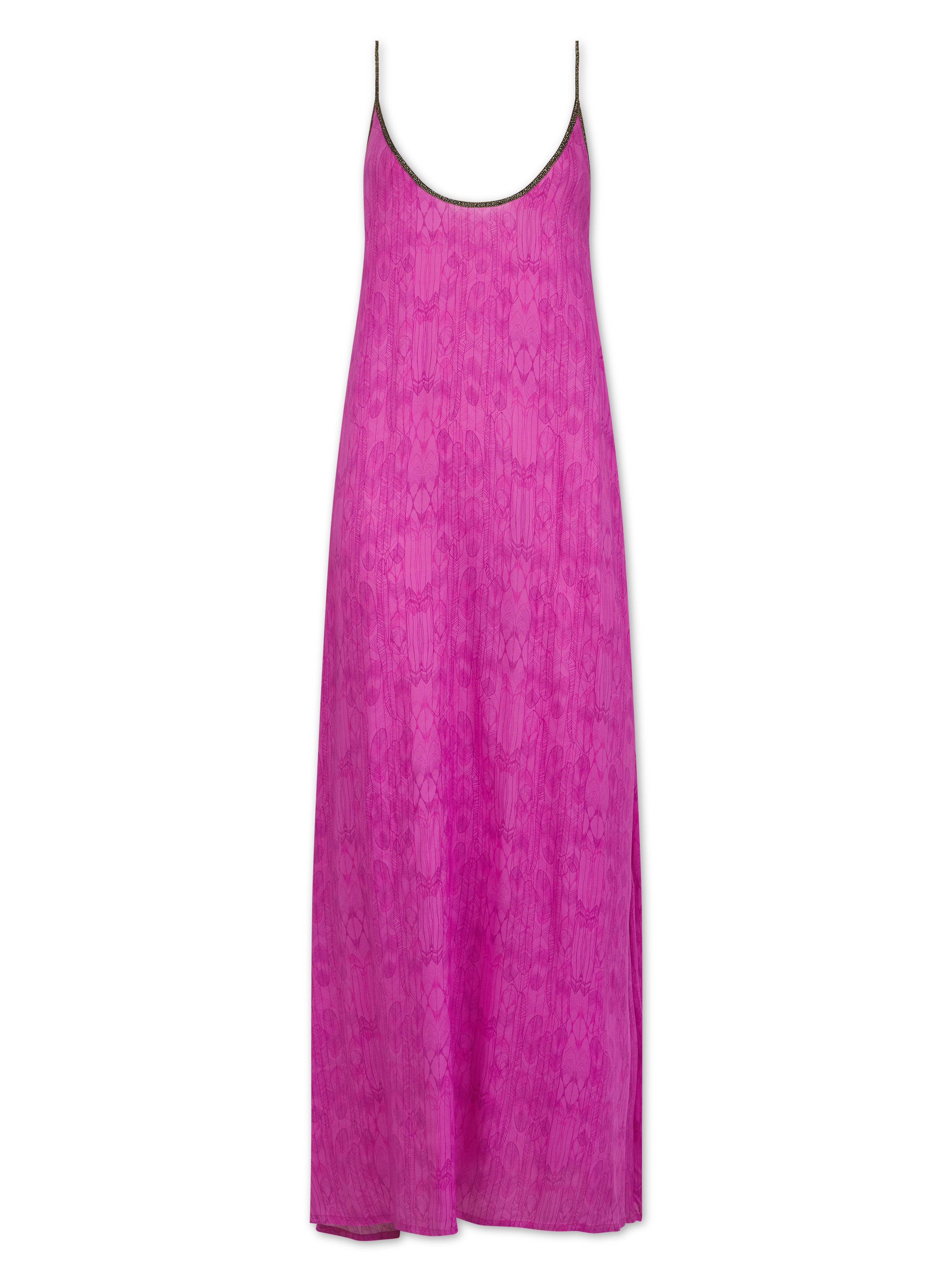 Hestia Dress in Magenta Balinese Feather Print