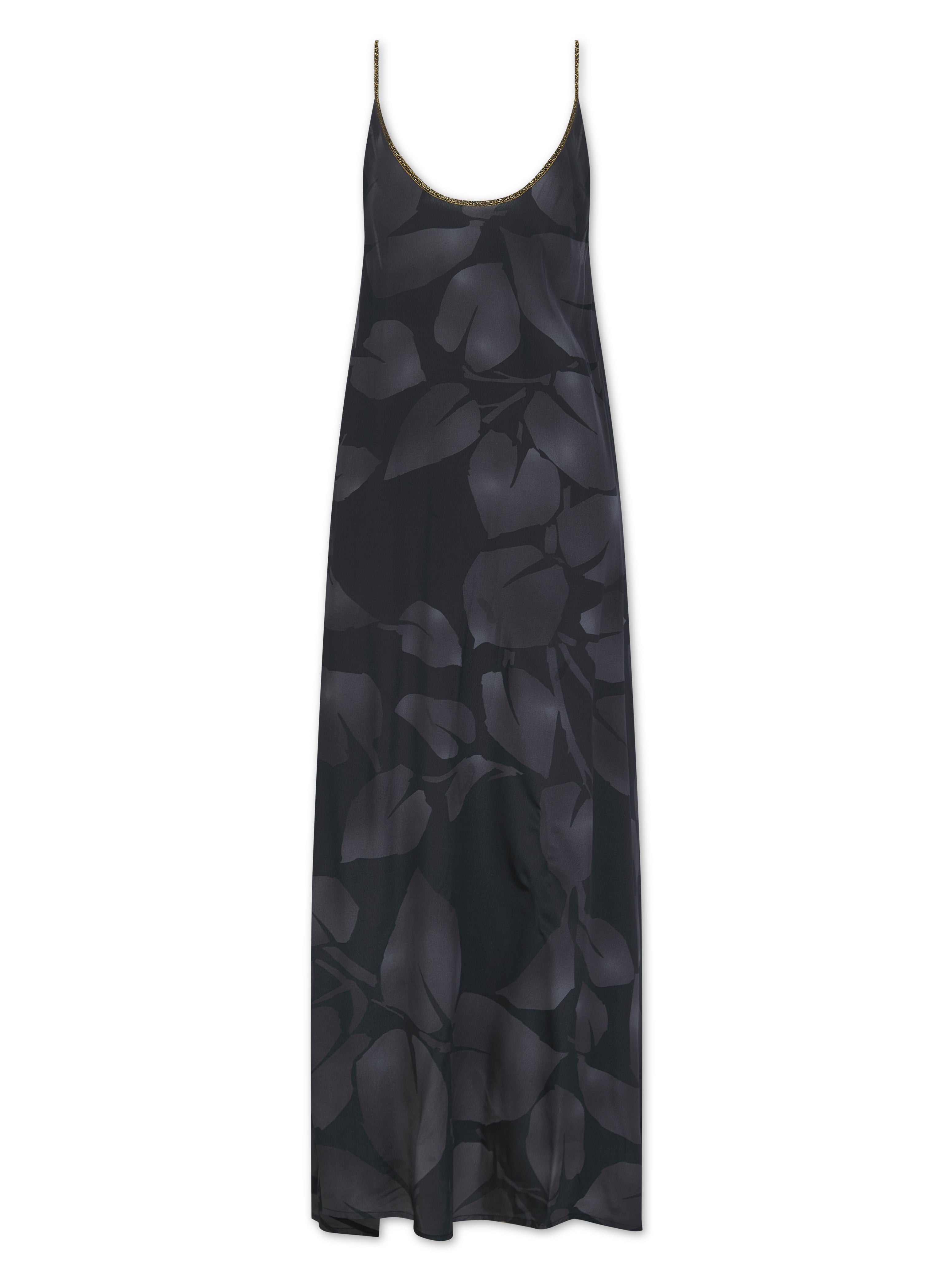 Hestia Dress in Charcoal Foglia Print