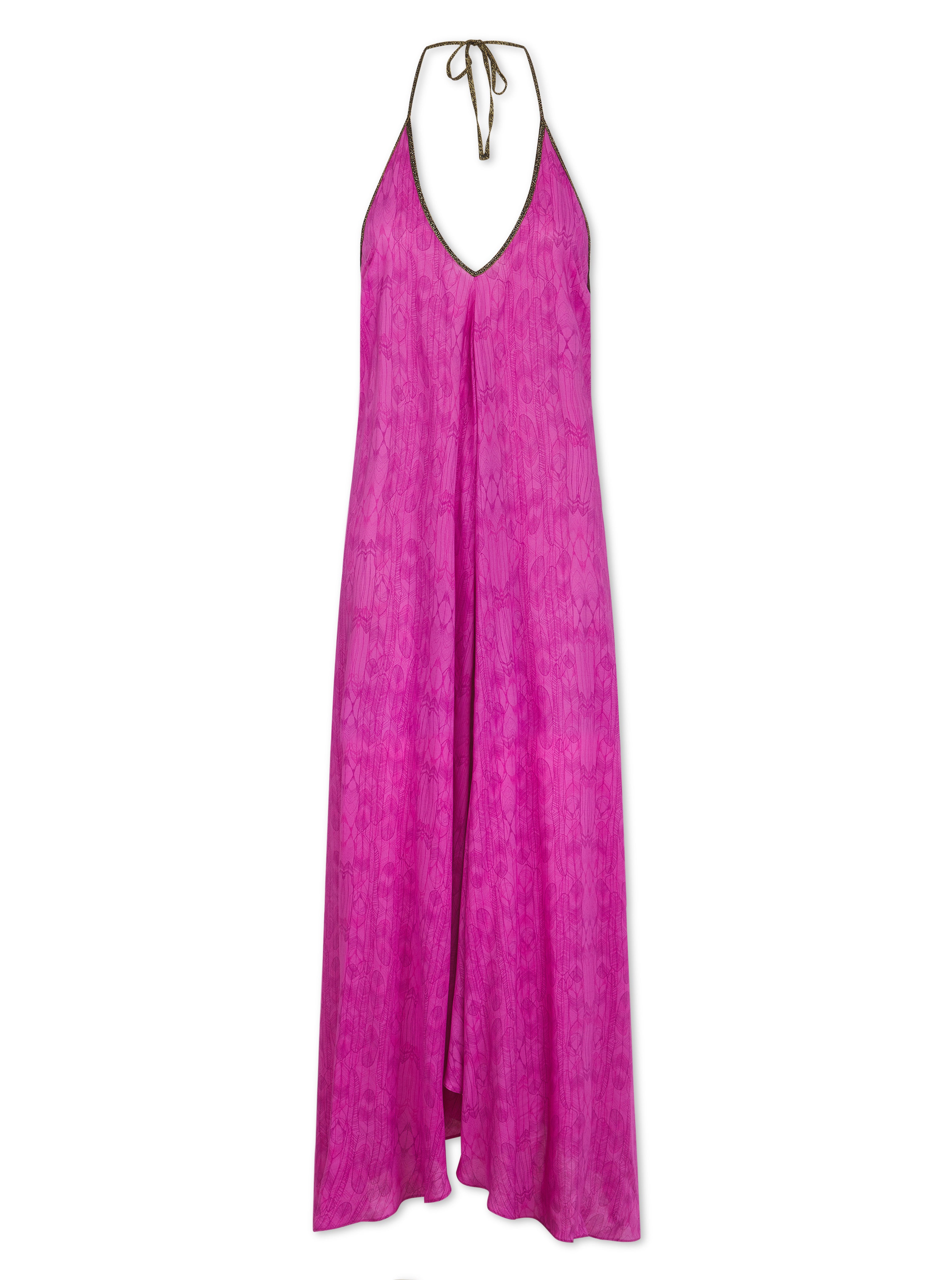 Rhodes Dress in Magenta Balinese Feather Print