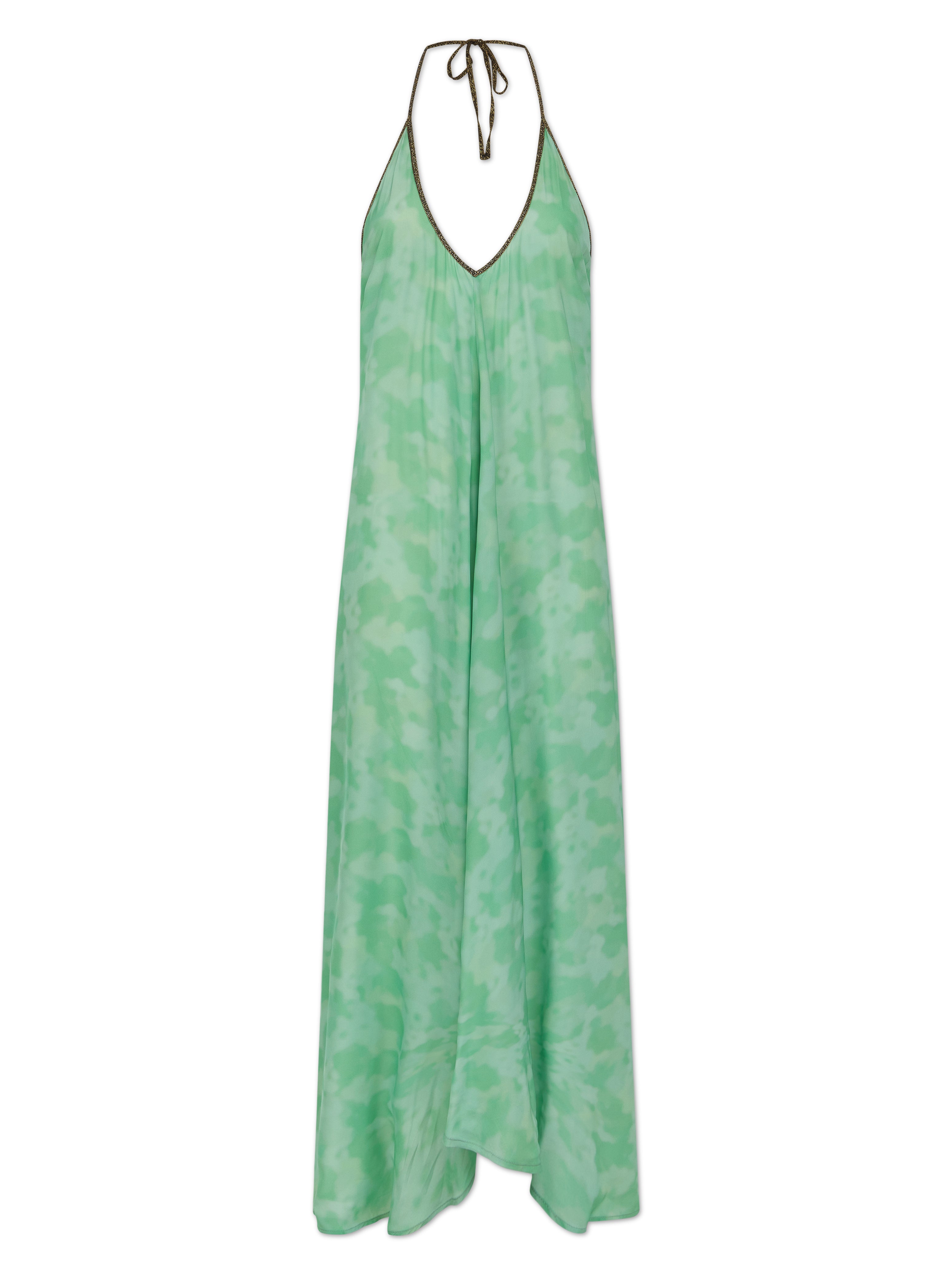 Rhodes Dress in Green Watercolour Print