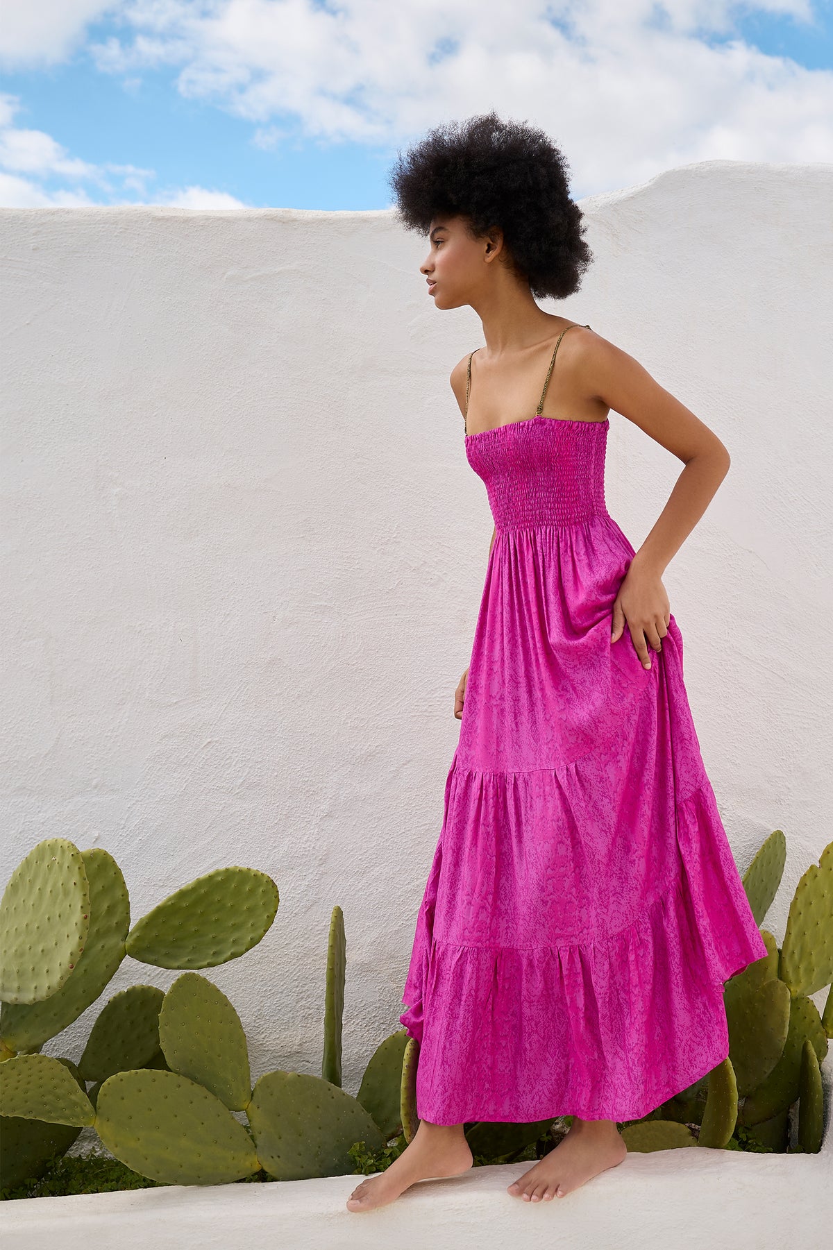 Gaia Dress in Magenta Snake Print