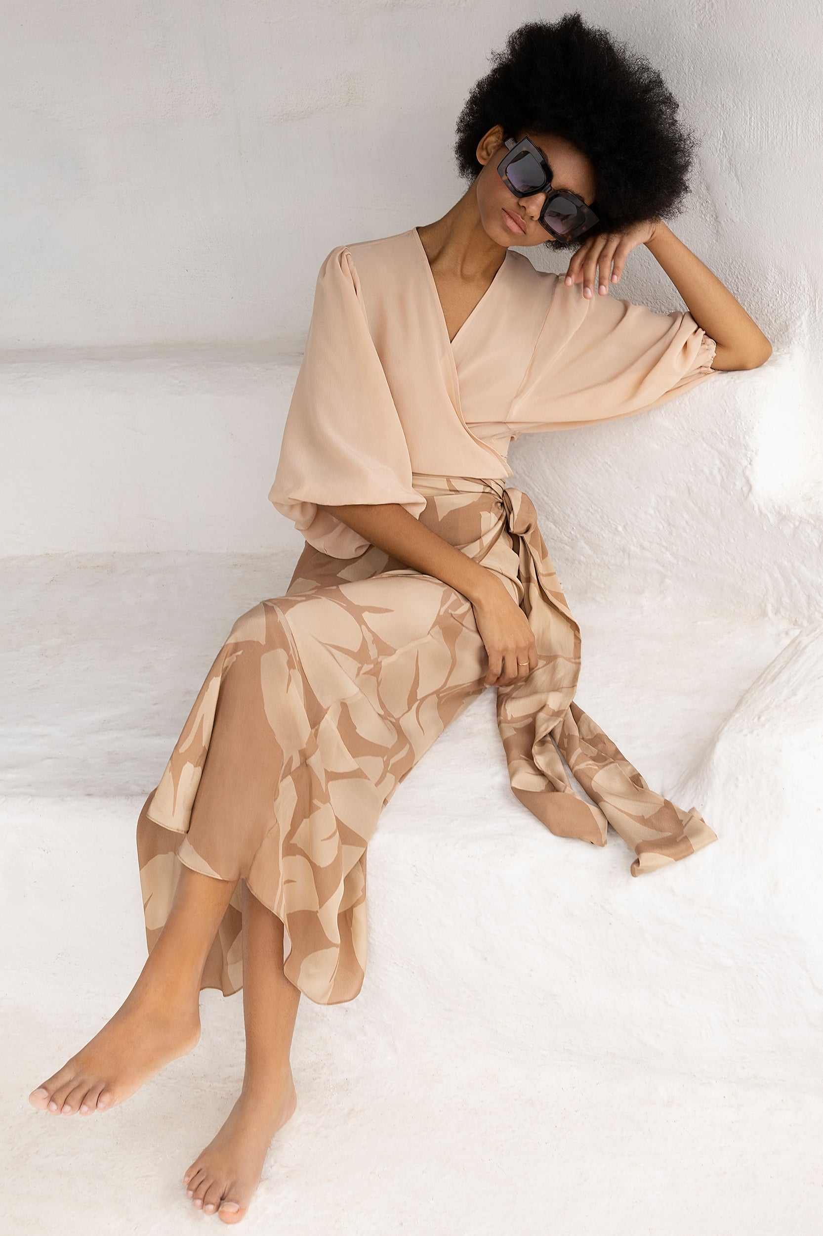 Calypso Skirt in Mocha Foglia Print