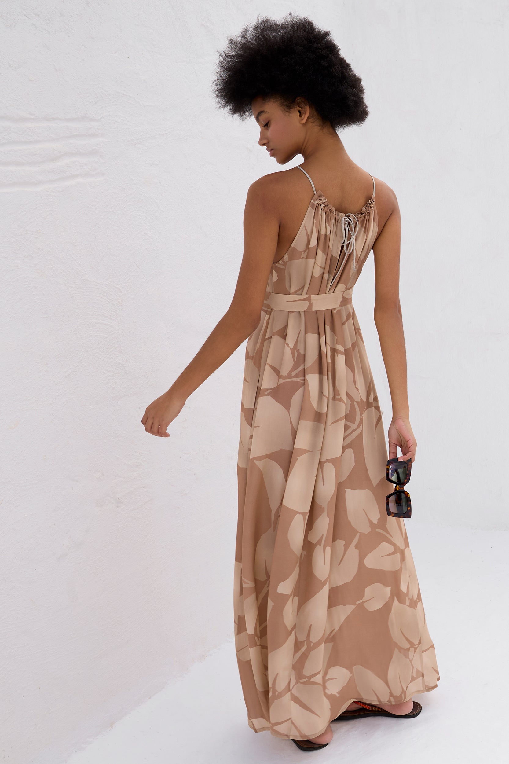 Astrea Dress in Mocha Foglia Print
