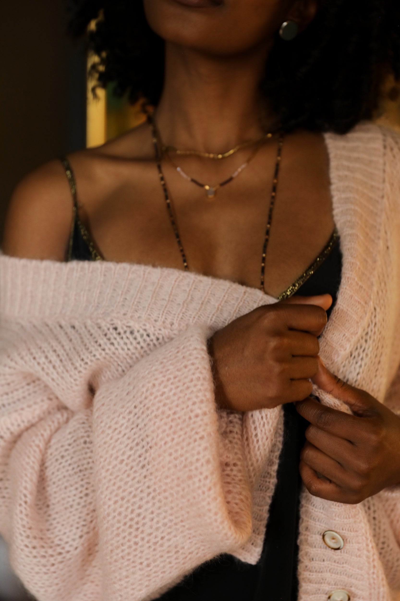 Cropped Cardigan in Blush