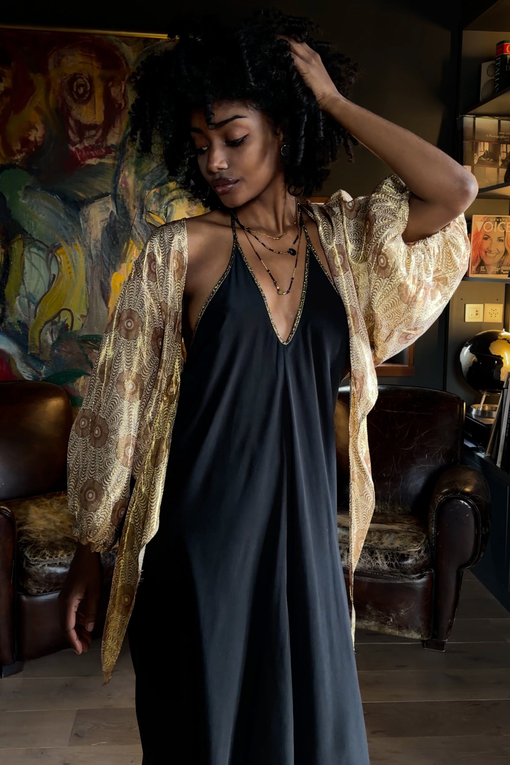 Bolero in Gold Peacock Print