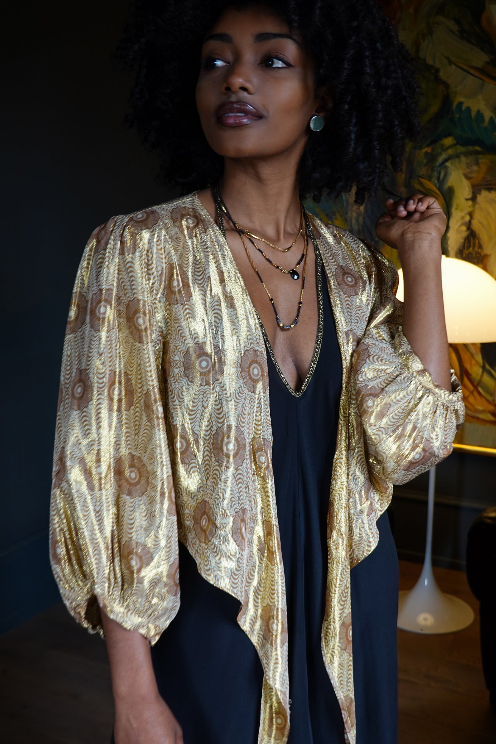 Bolero in Gold Peacock Print
