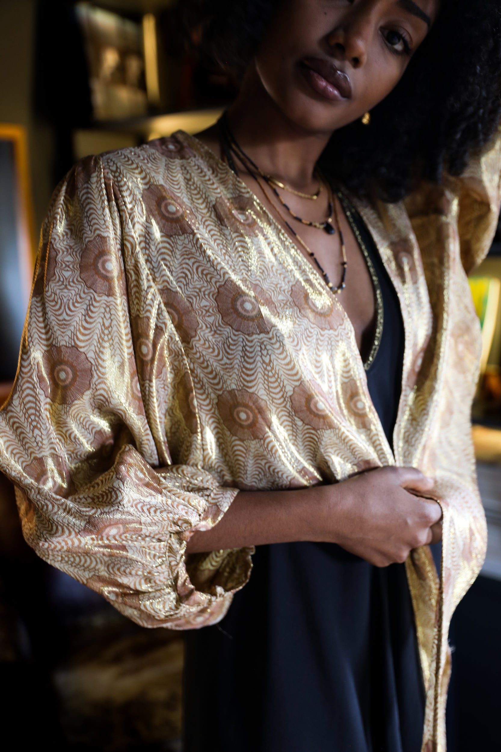 Bolero in Gold Peacock Print