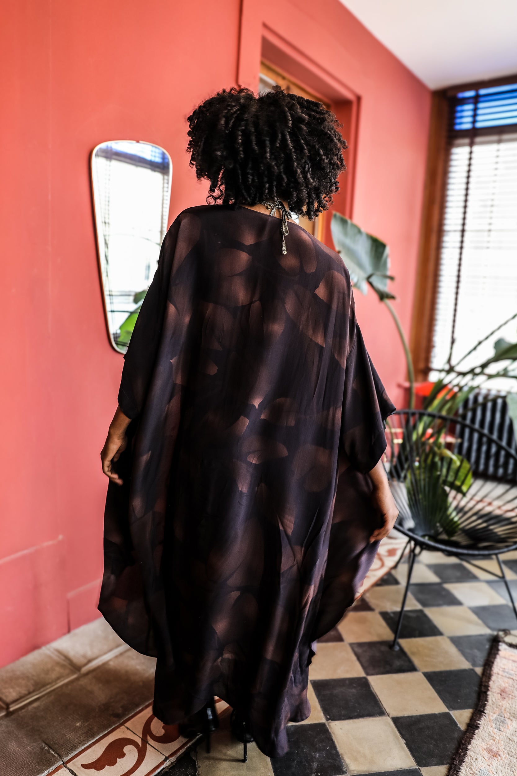Hera Kimono in Chocolate Foglia Print