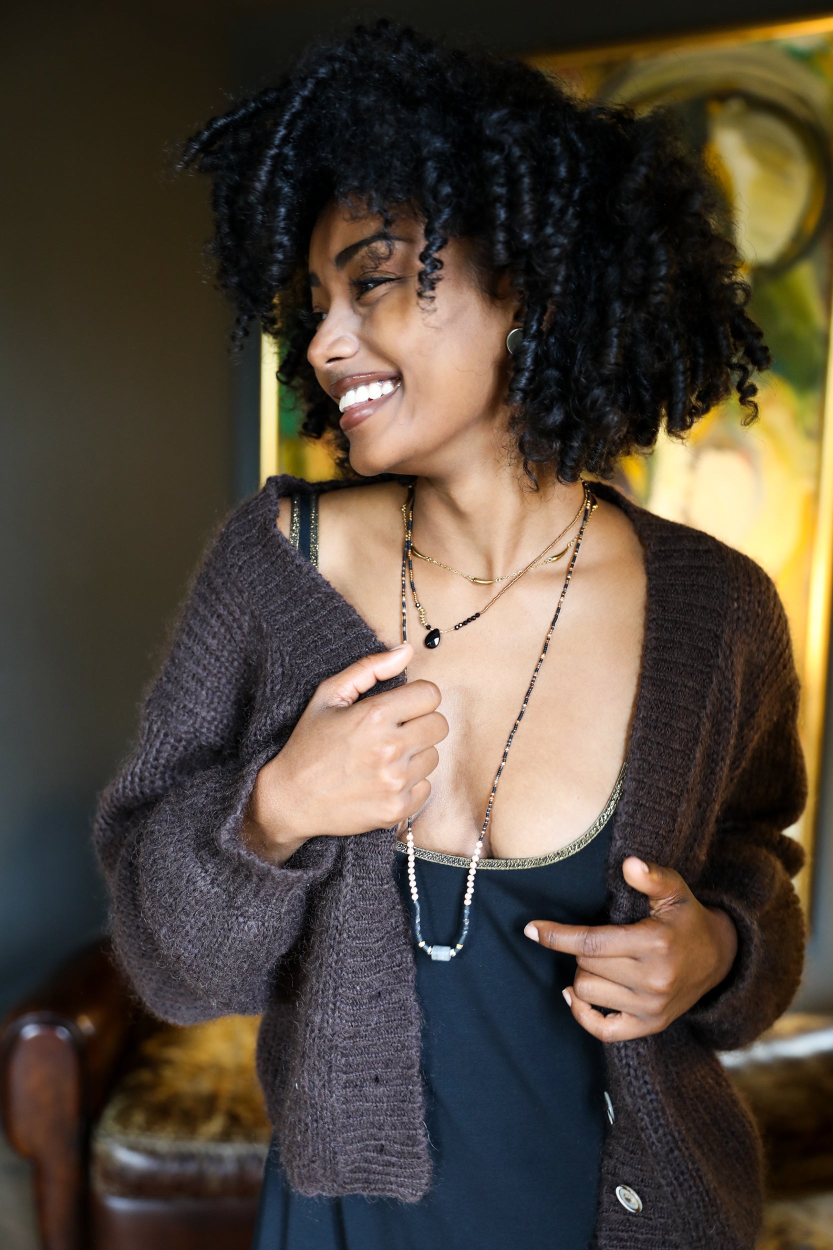 Cropped Cardigan in Chocolate