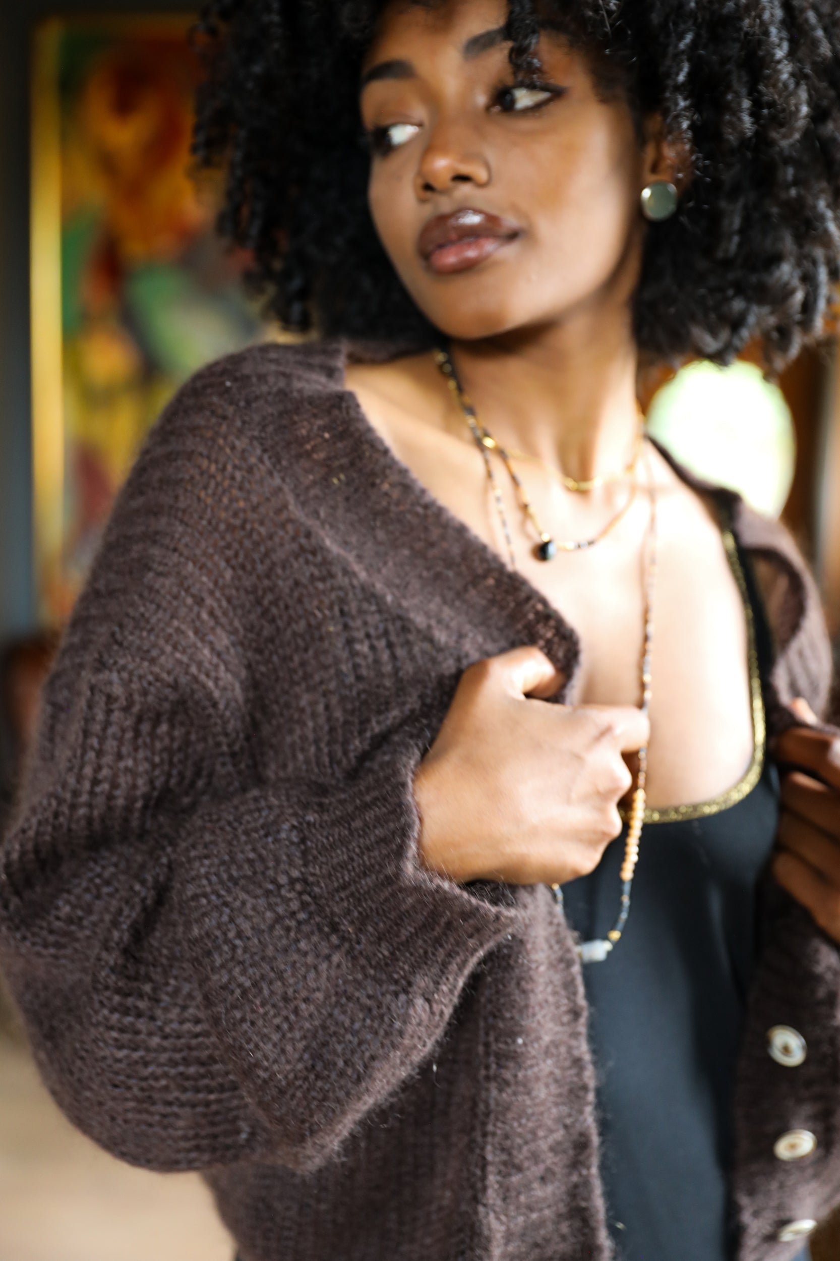 Cropped Cardigan in Chocolate