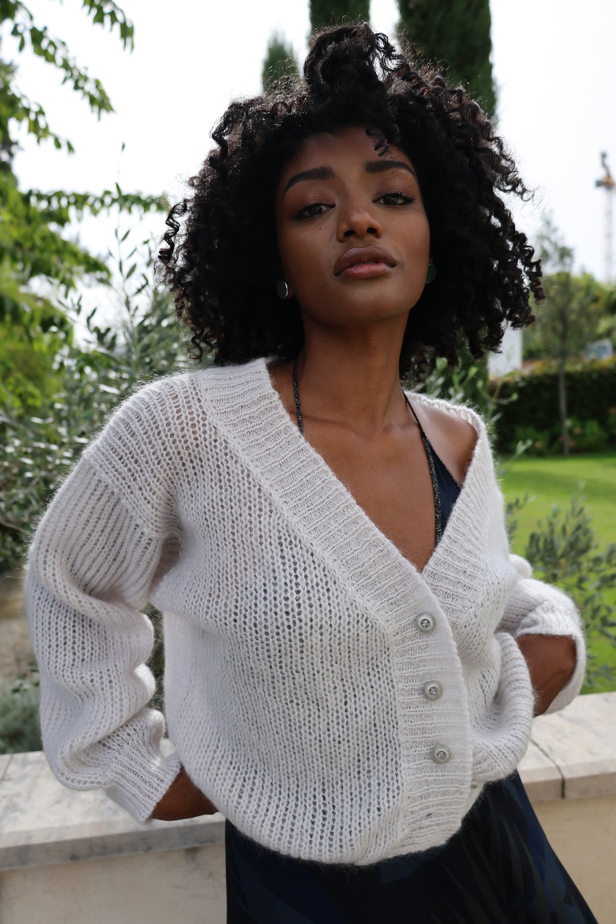 Cropped Cardigan in Silver