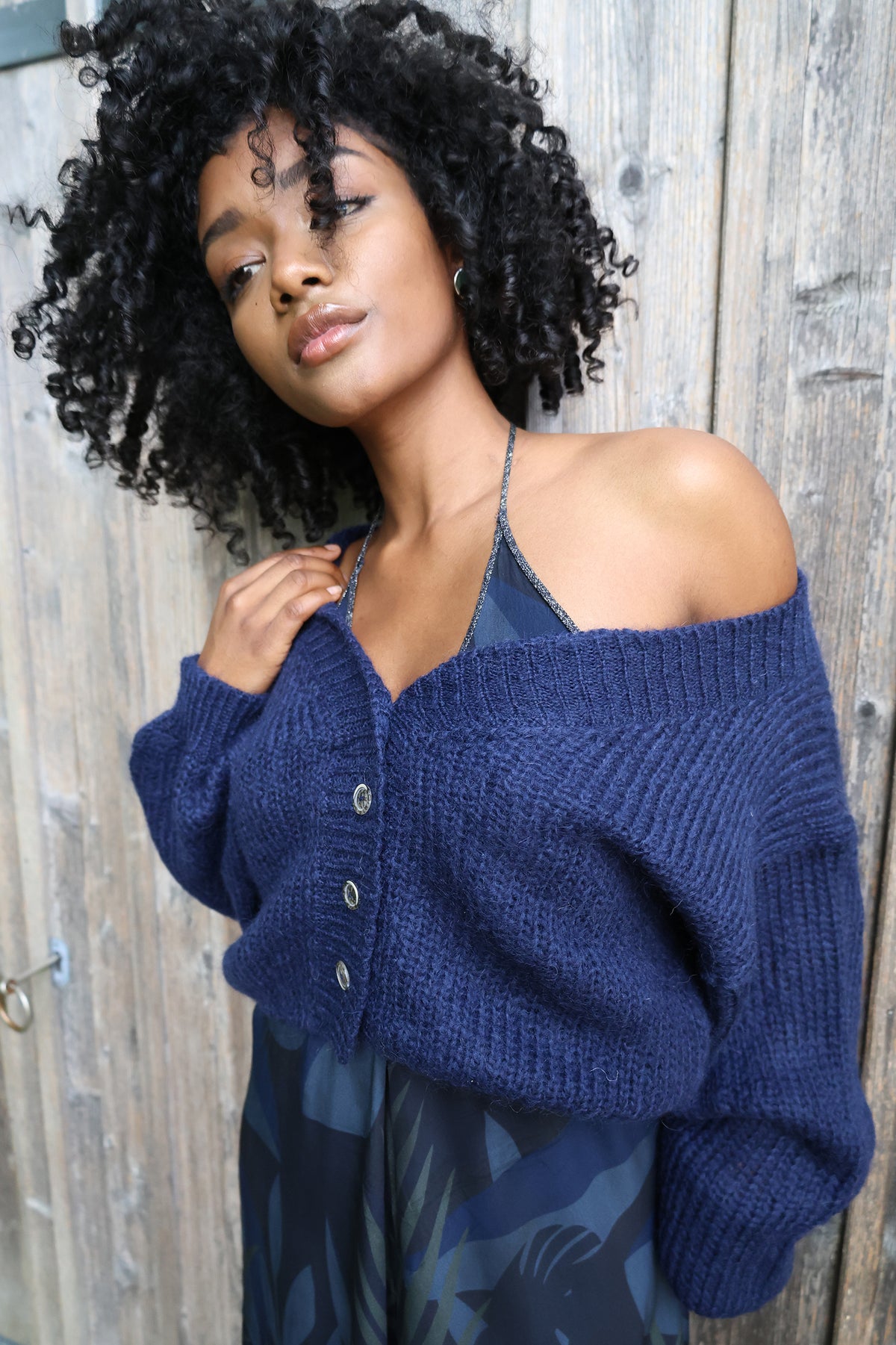 Cropped Cardigan in Midnight Blue
