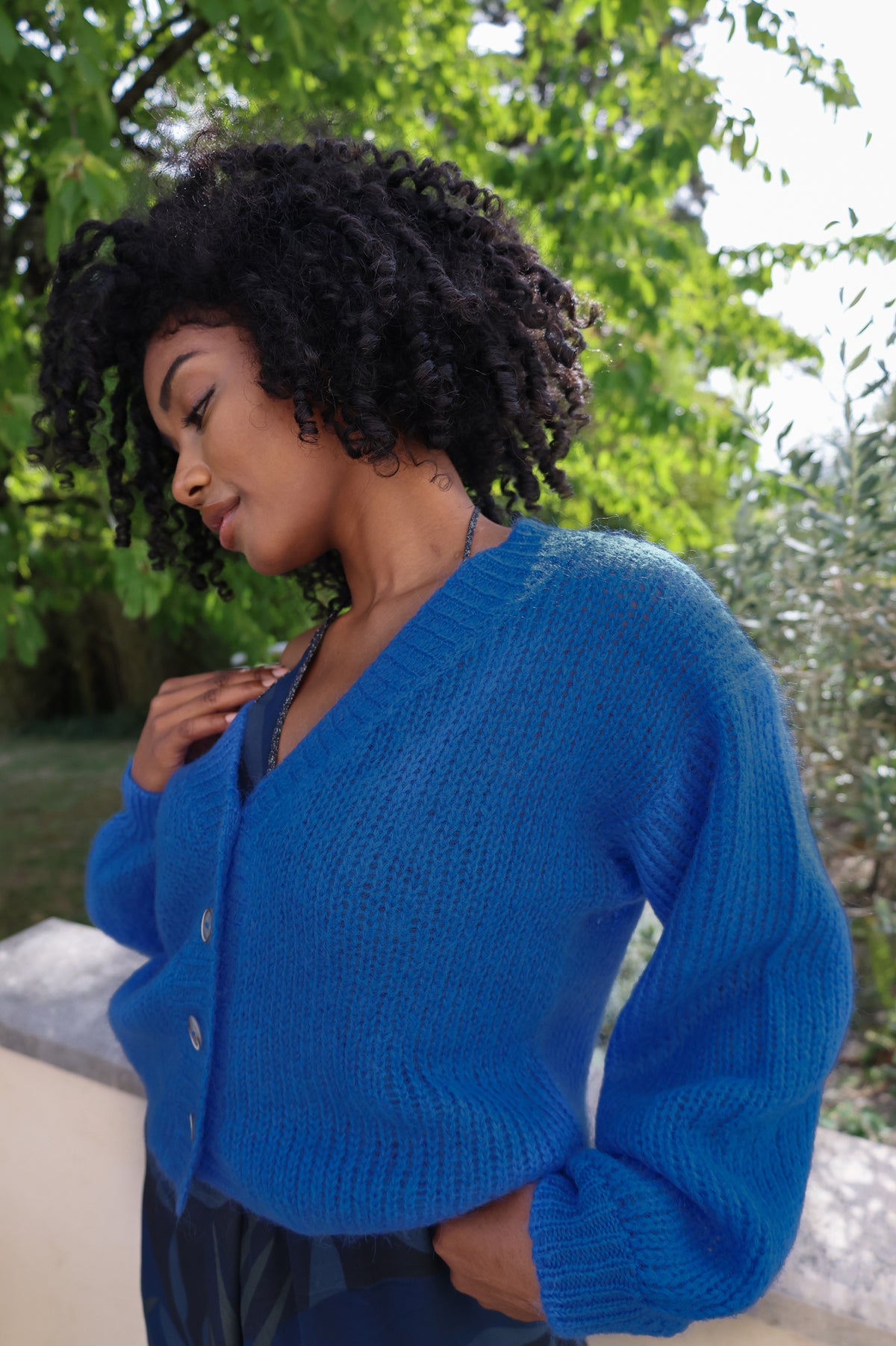 Cropped Cardigan in Jaipur Blue