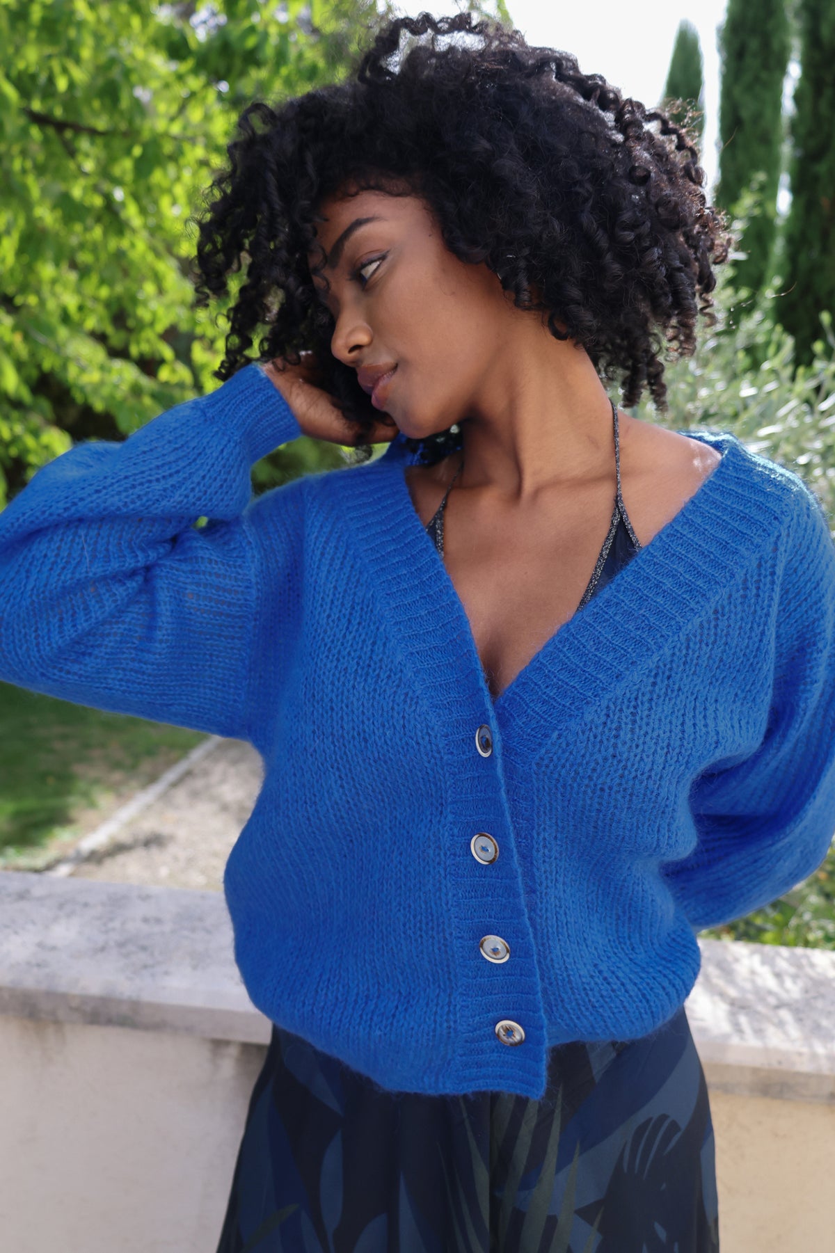 Cropped Cardigan in Jaipur Blue