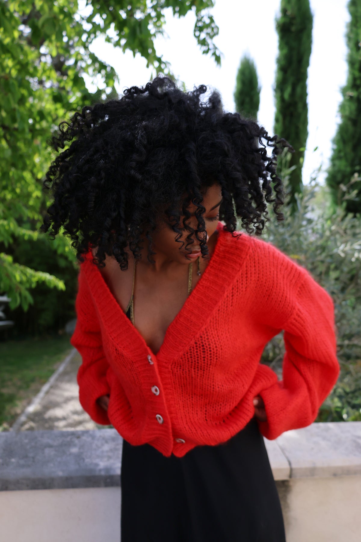Cropped Cardi in Fire Red