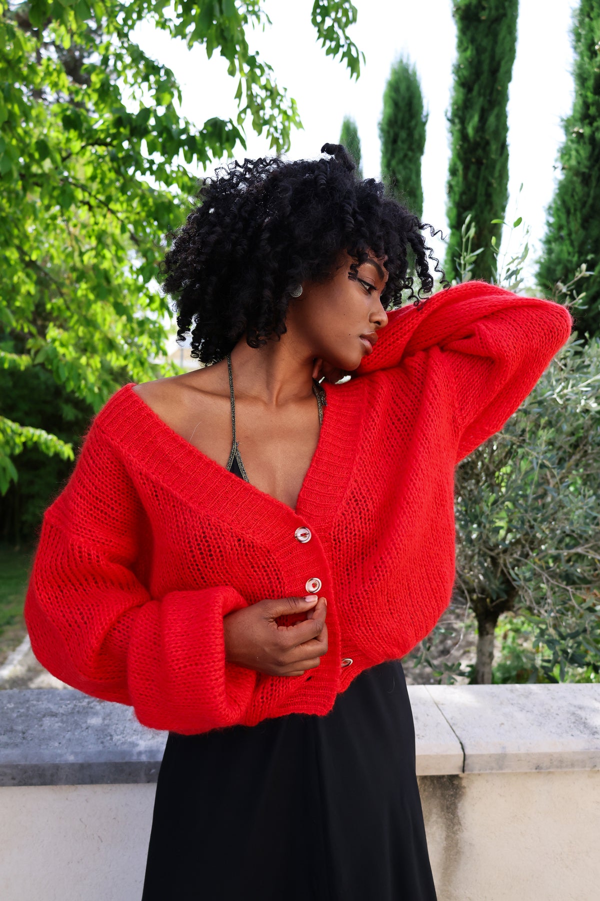 Cropped Cardi in Fire Red