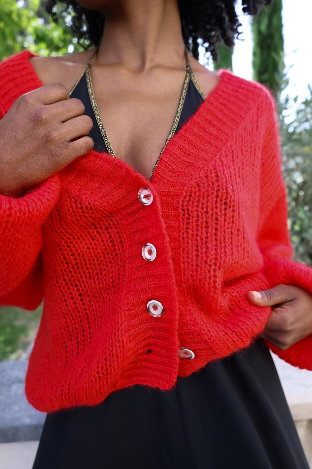 Cropped Cardi in Fire Red