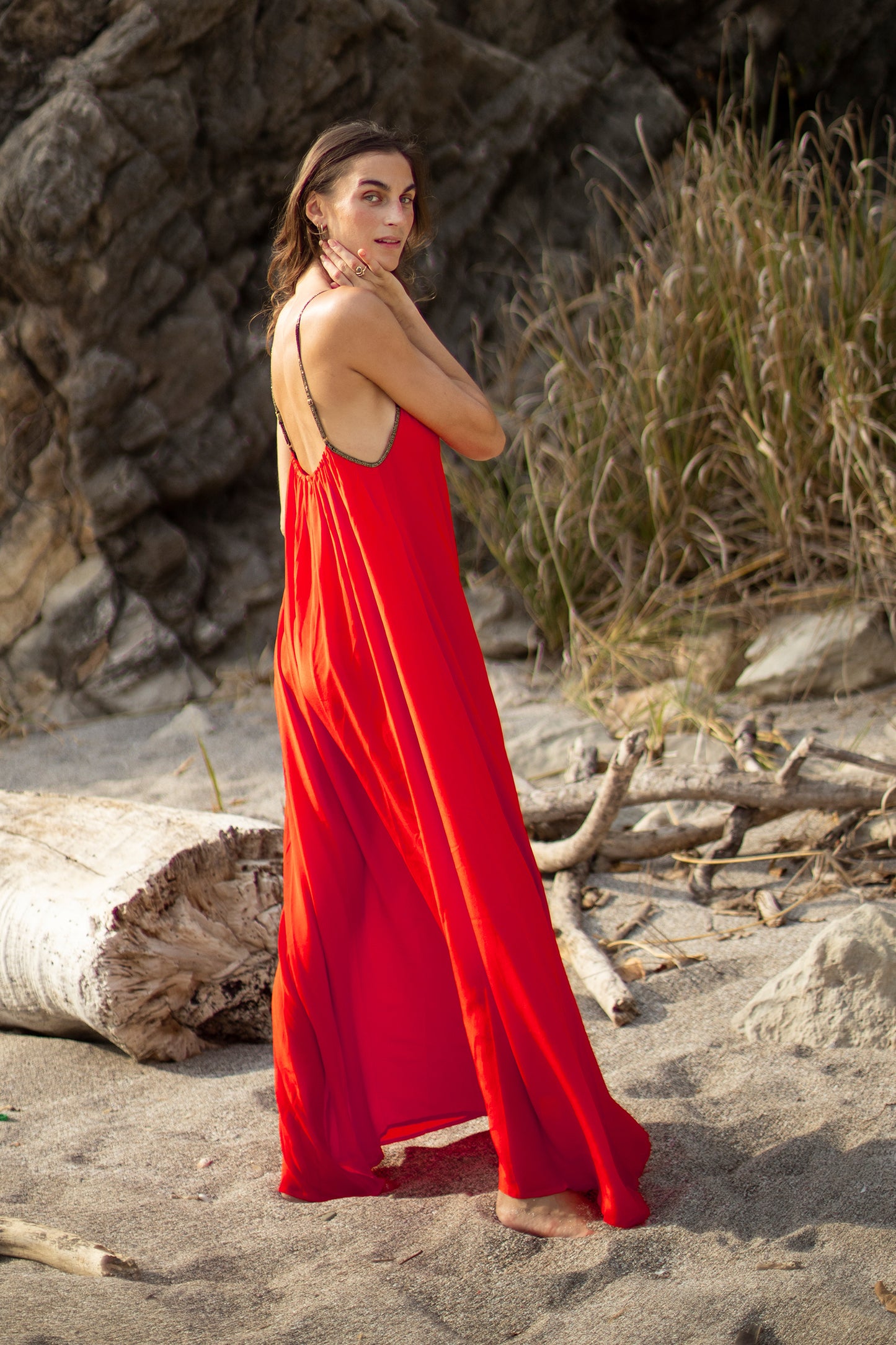 Hestia in Block Silk in Red