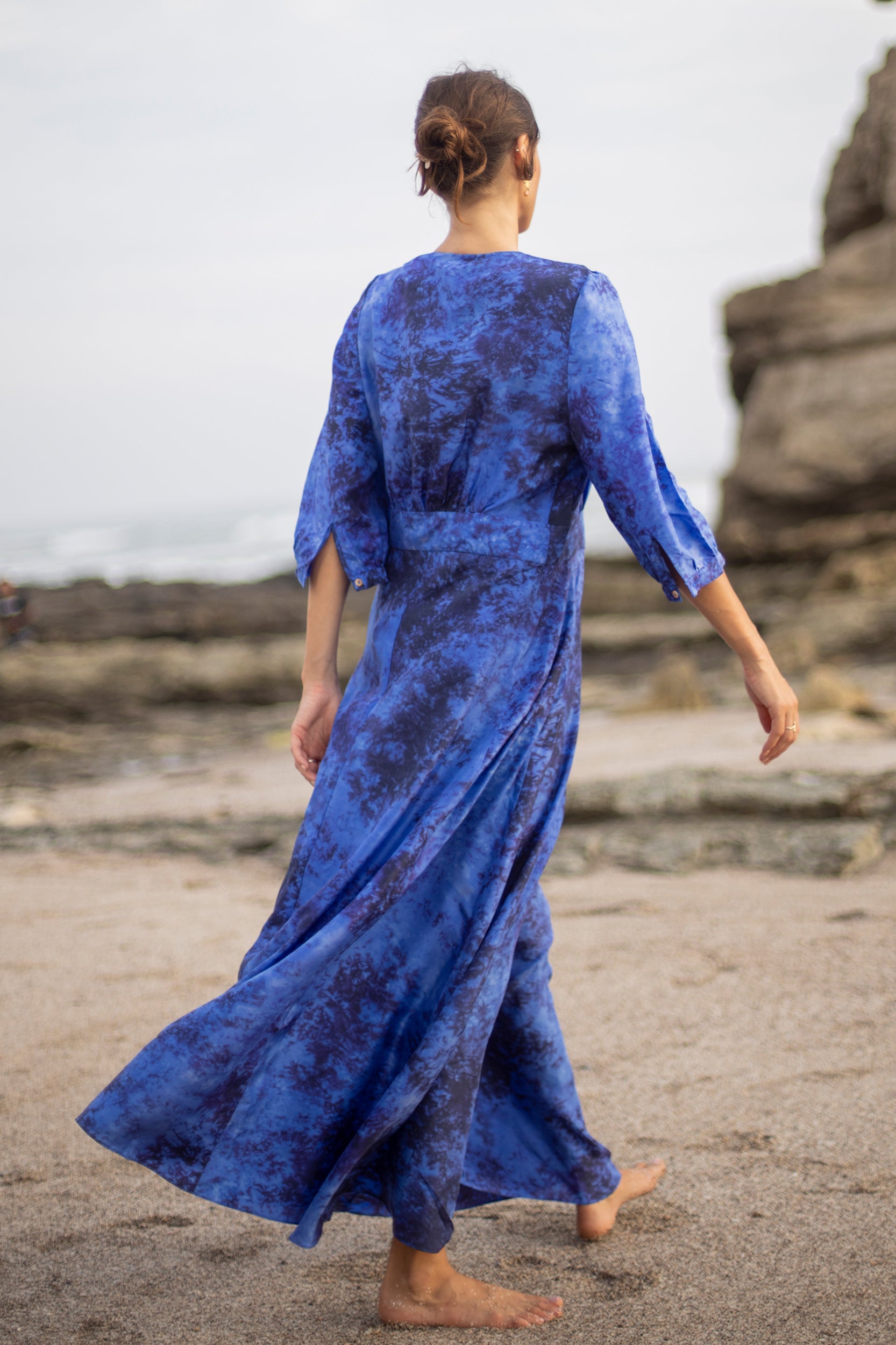 Athena Dress in Jaipur Blue Tie-Dye Print