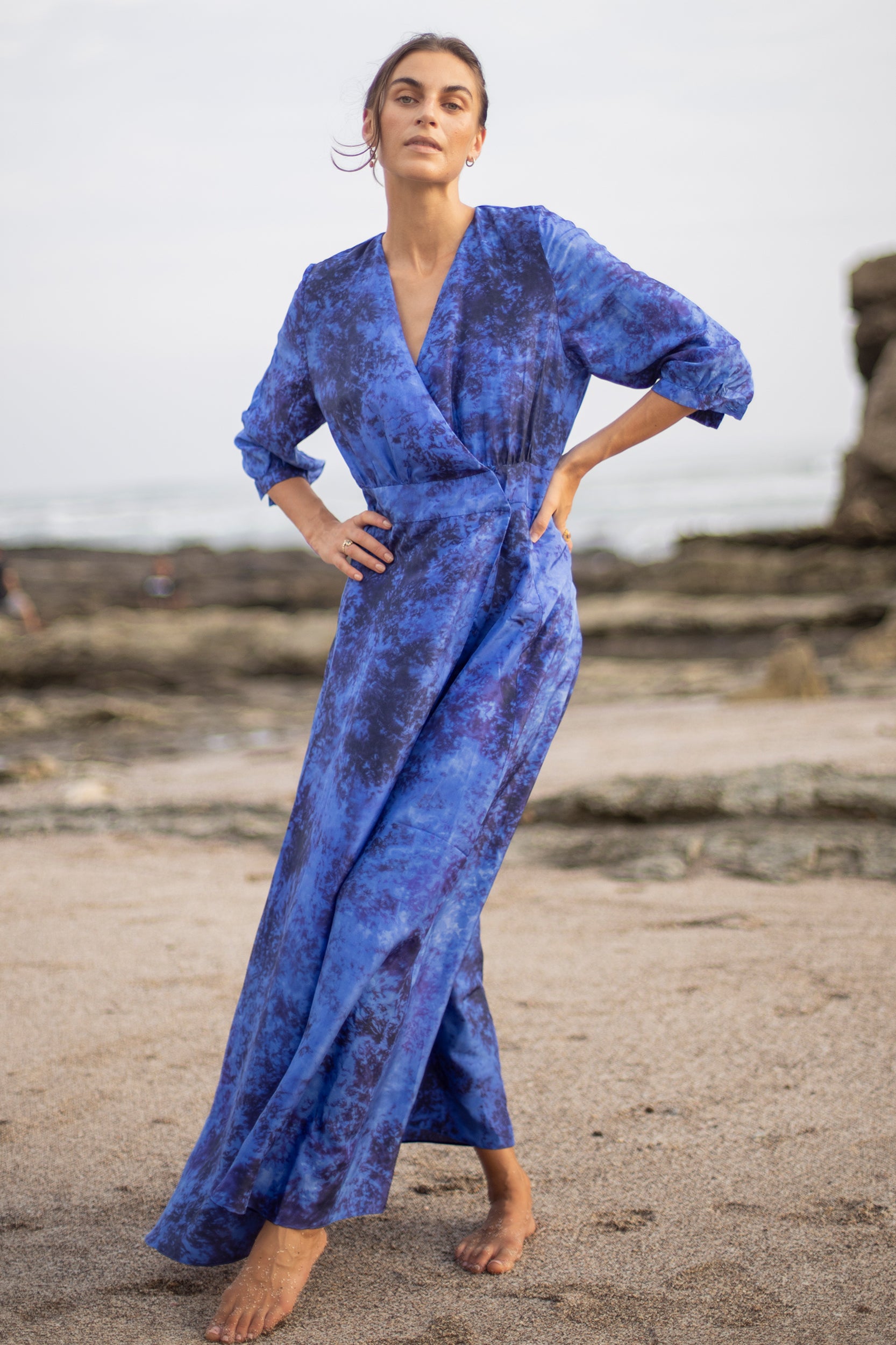 Athena Dress in Jaipur Blue Tie-Dye Print