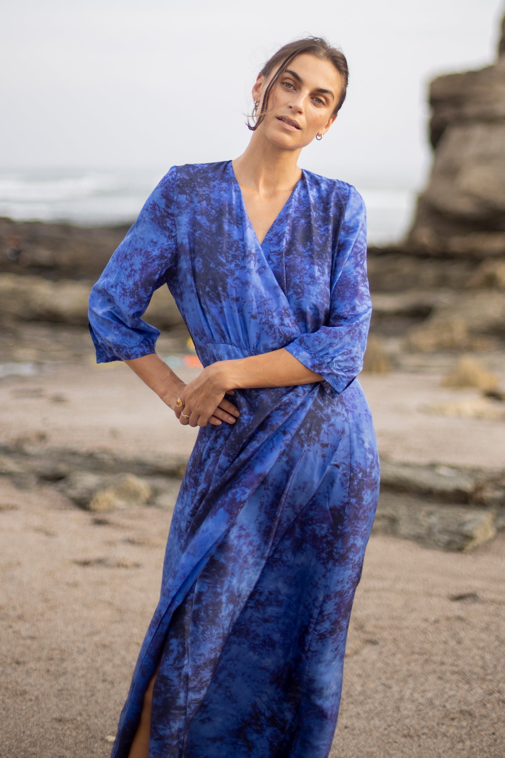 Athena Dress in Jaipur Blue Tie-Dye Print