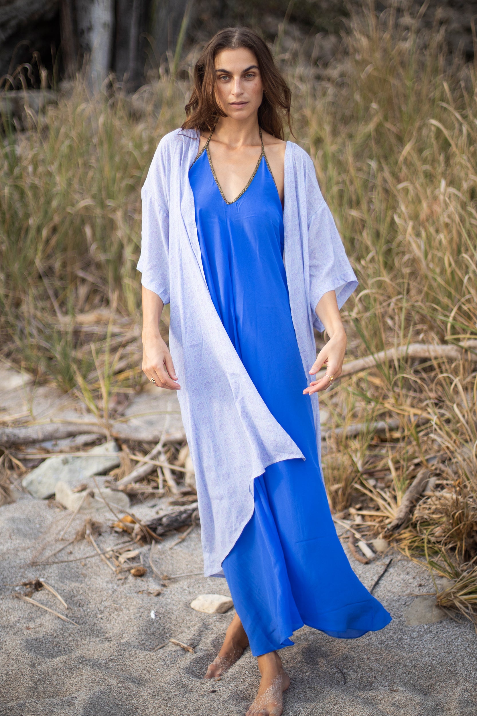 Hera Kimono in Vintage Petal Print in Sweetpea