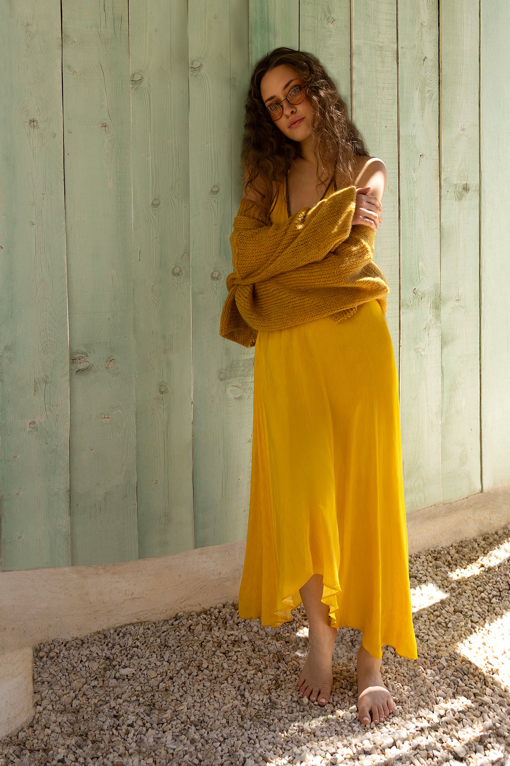 Cropped Cardigan in Antique Gold
