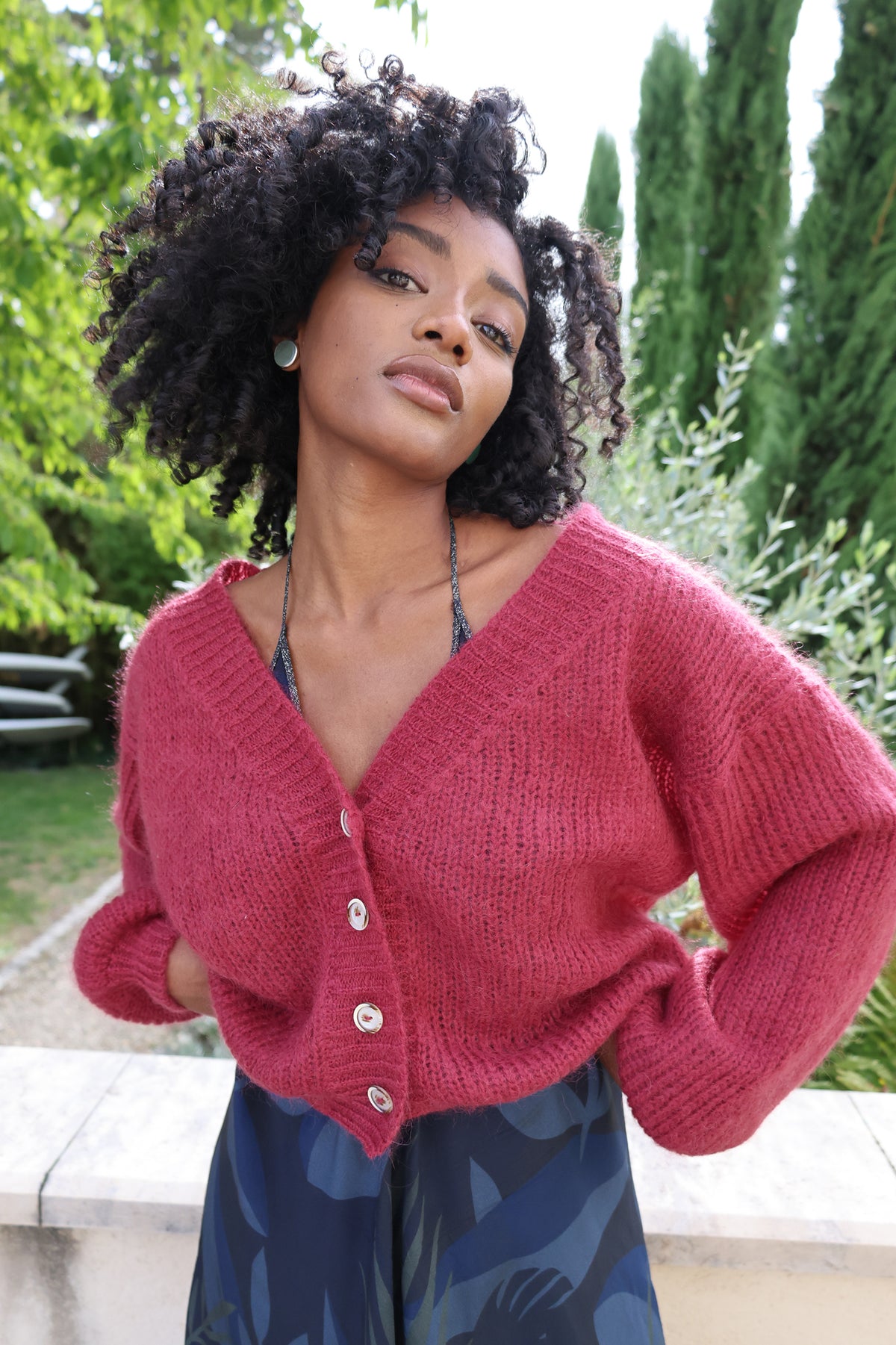 Cropped Cardigan in Raspberry Sorbet