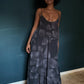 Hestia Dress in Charcoal Foglia Print